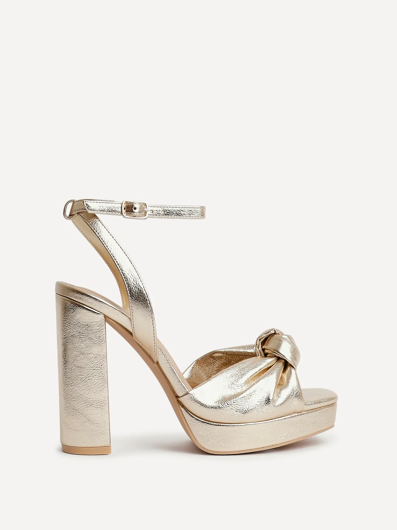 Ruba Gold Knotted Platform Heels - Image 2