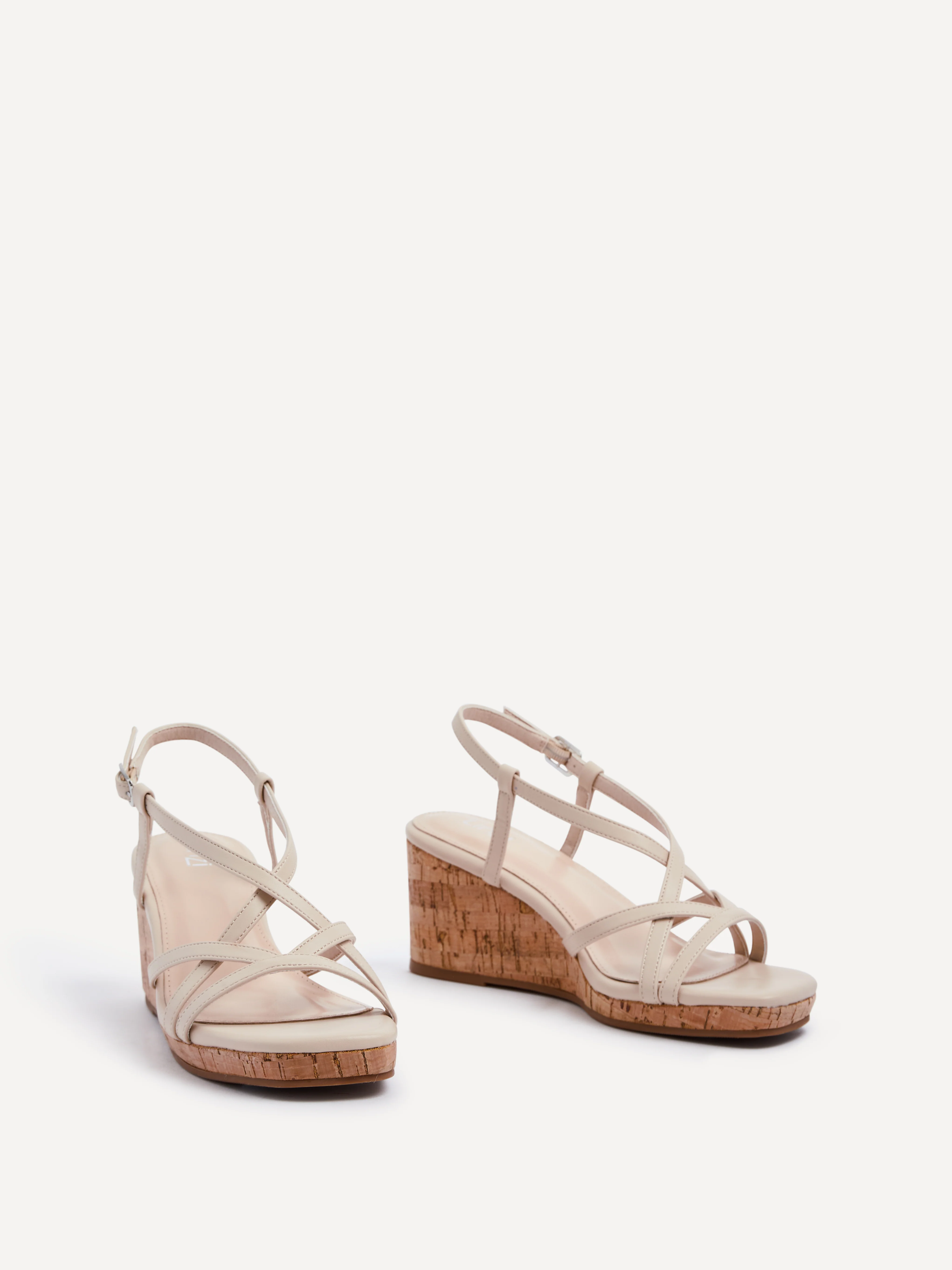 Safiya Nude Faux Leather Strappy Wedges - Image 3