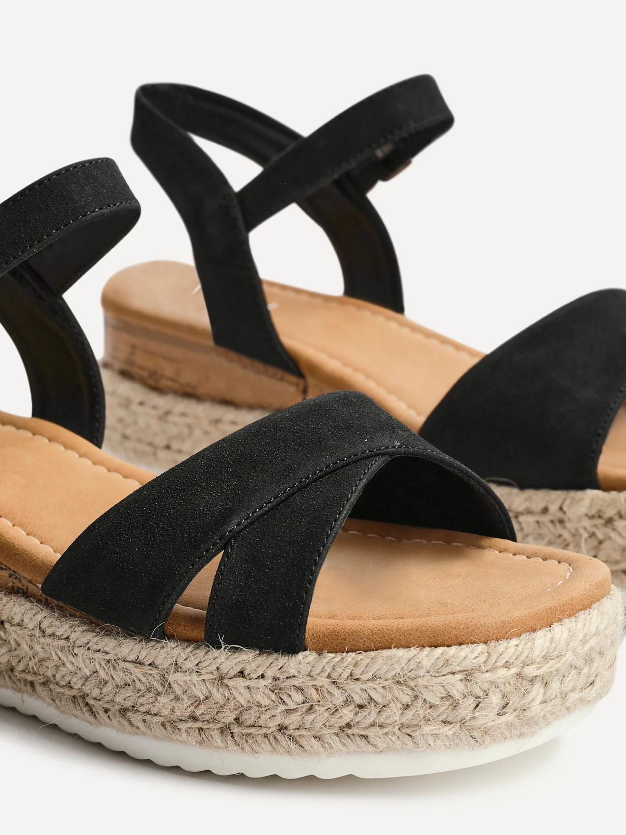 Sarelli Wide Fit Black Flatform Sandals - Image 4