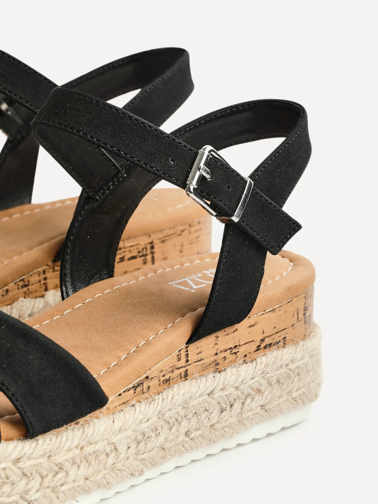 Sarelli Wide Fit Black Flatform Sandals - Image 5