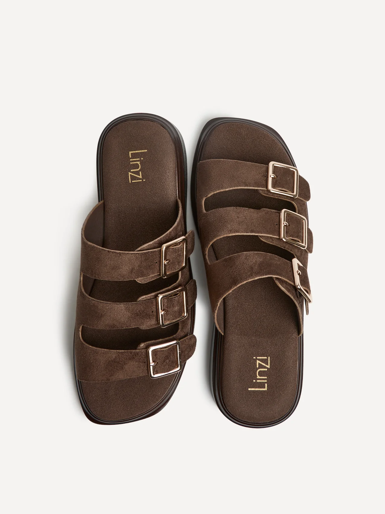 Satellite Brown Faux Suede Flat Sandals - Image 4
