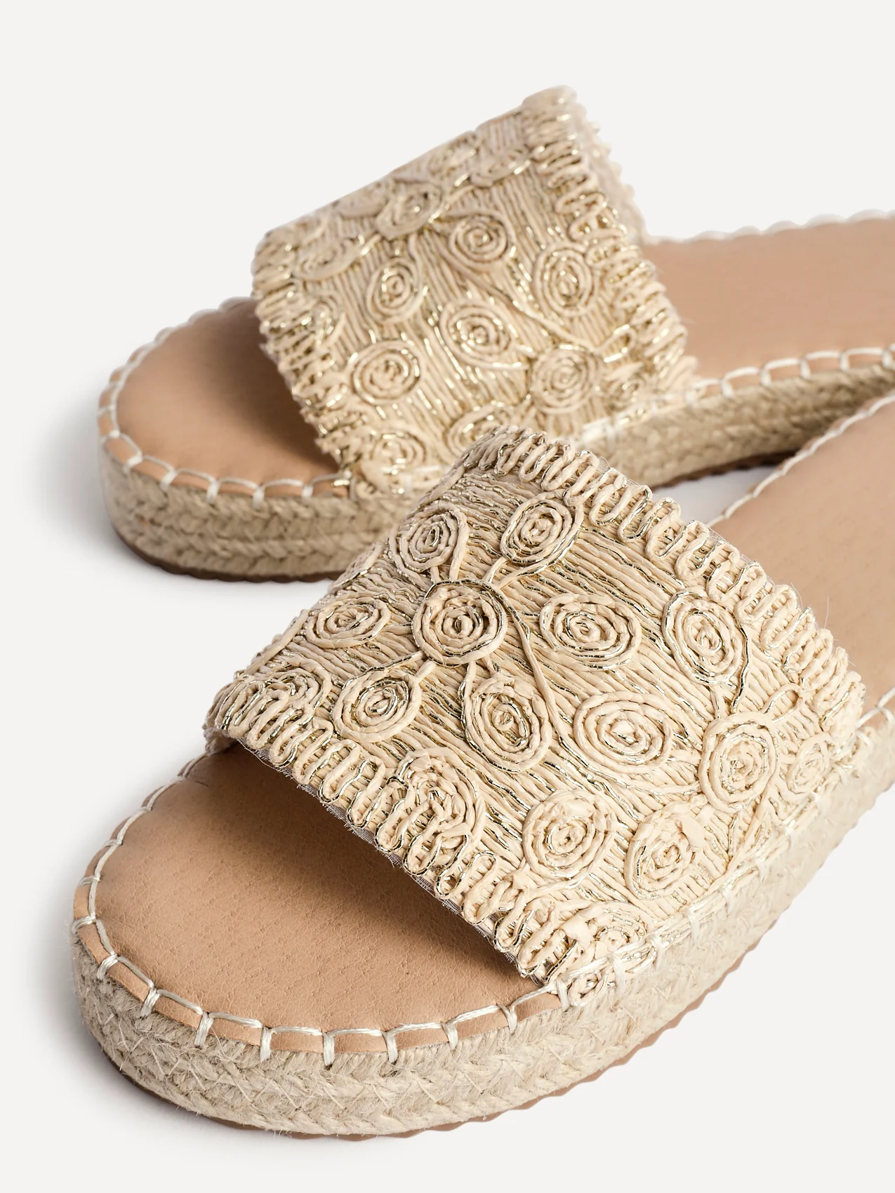 Savvy Gold Woven Slider Sandals - Image 4