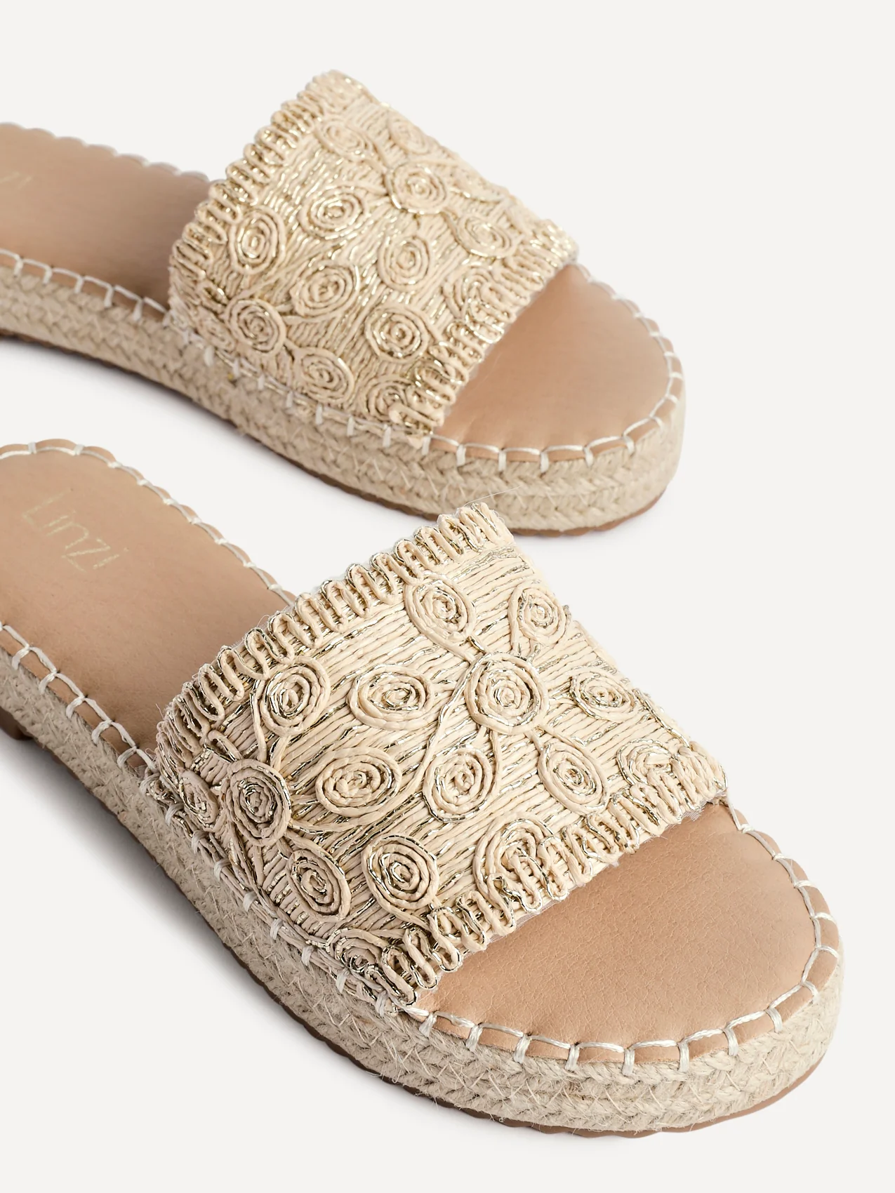 Savvy Gold Woven Slider Sandals - Image 5