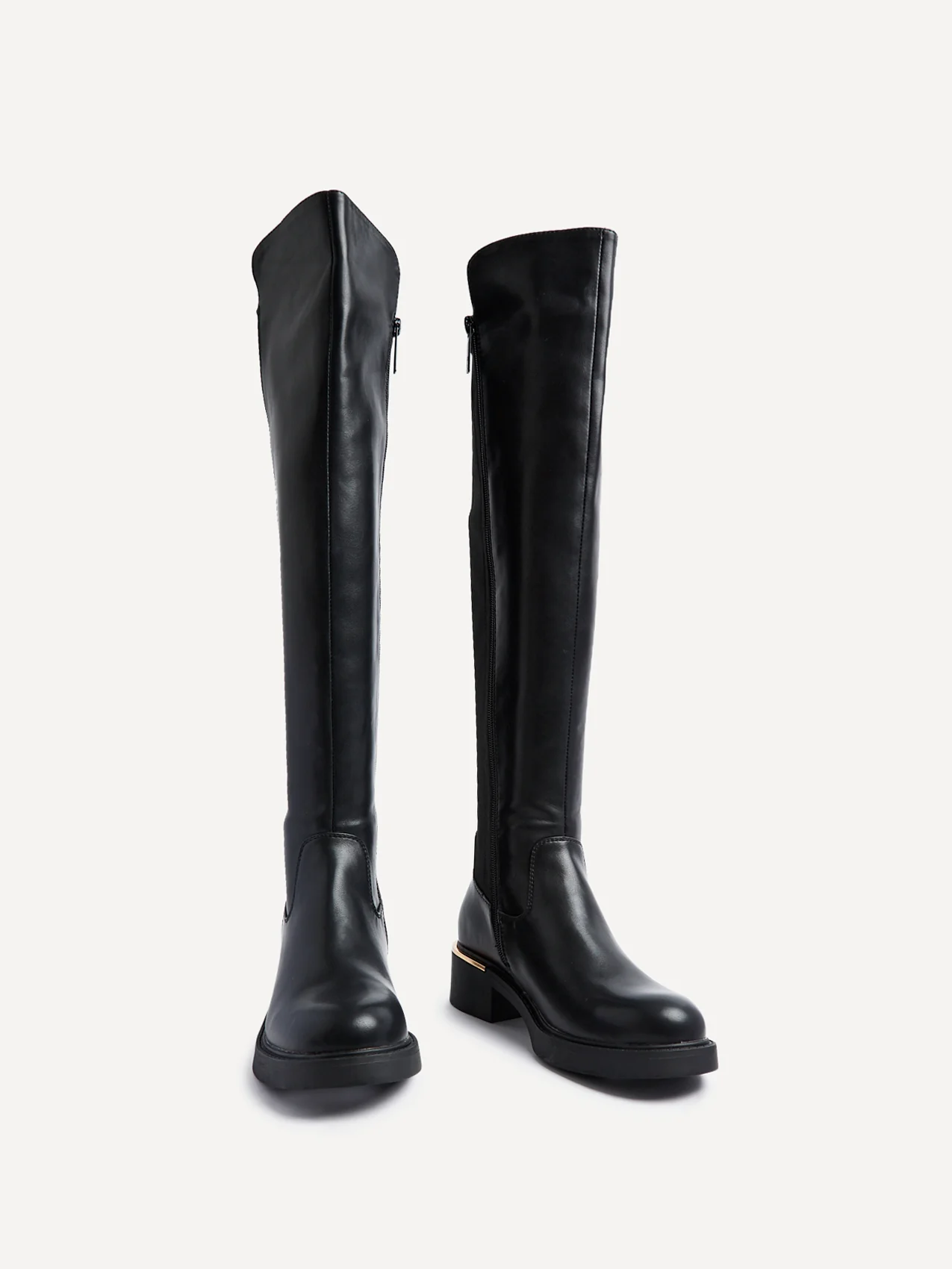 Sawyer Black Faux Leather Long Riding Boots - Image 3