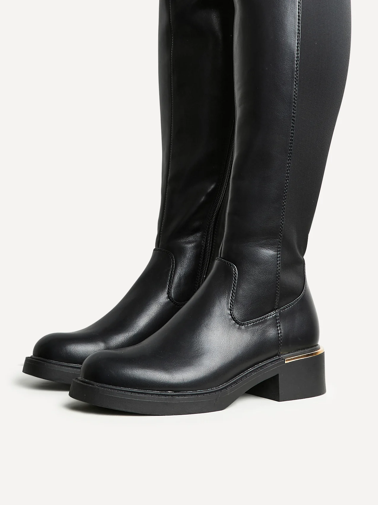 Sawyer Black Faux Leather Long Riding Boots - Image 4