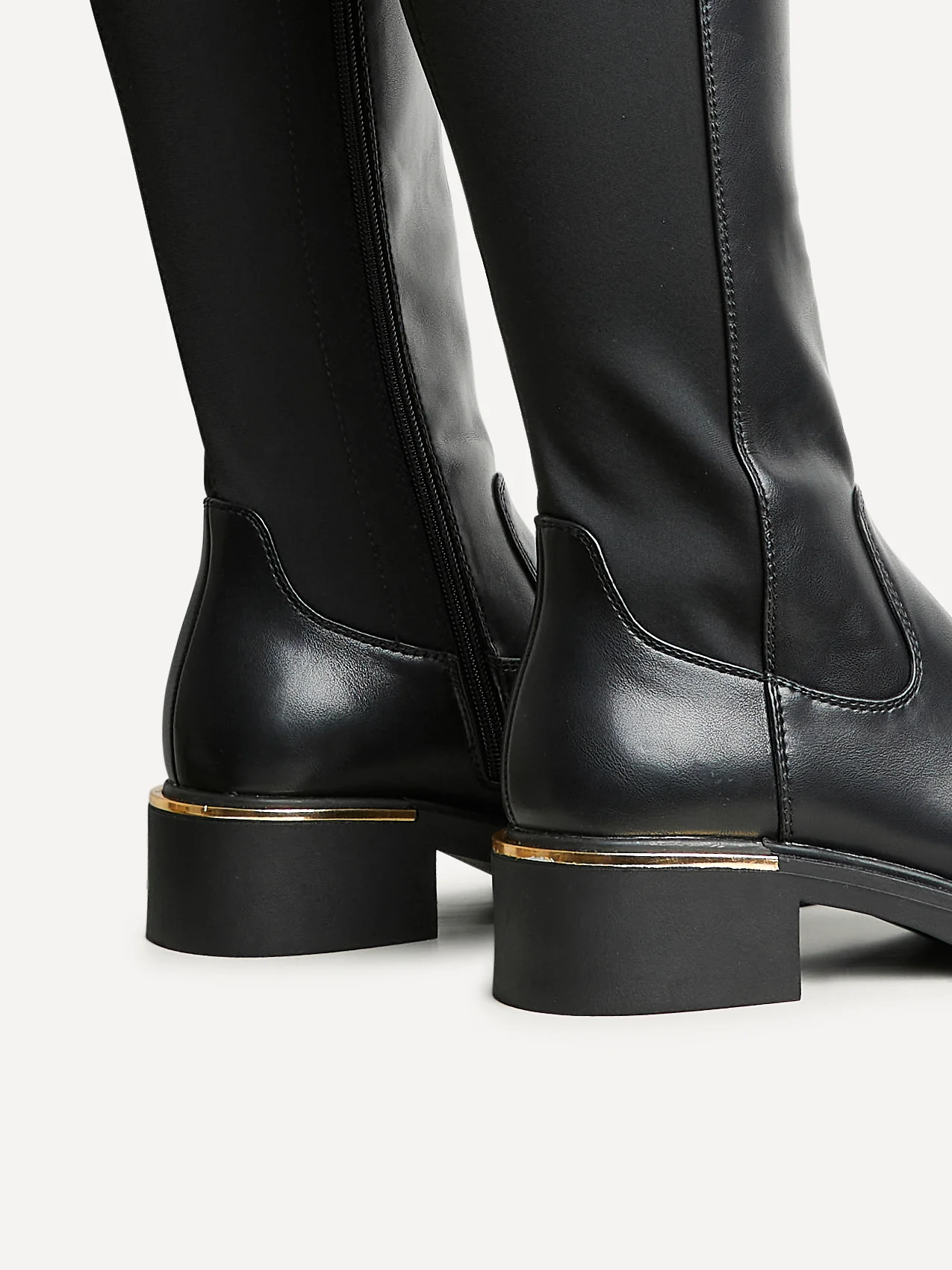 Sawyer Black Faux Leather Long Riding Boots - Image 5