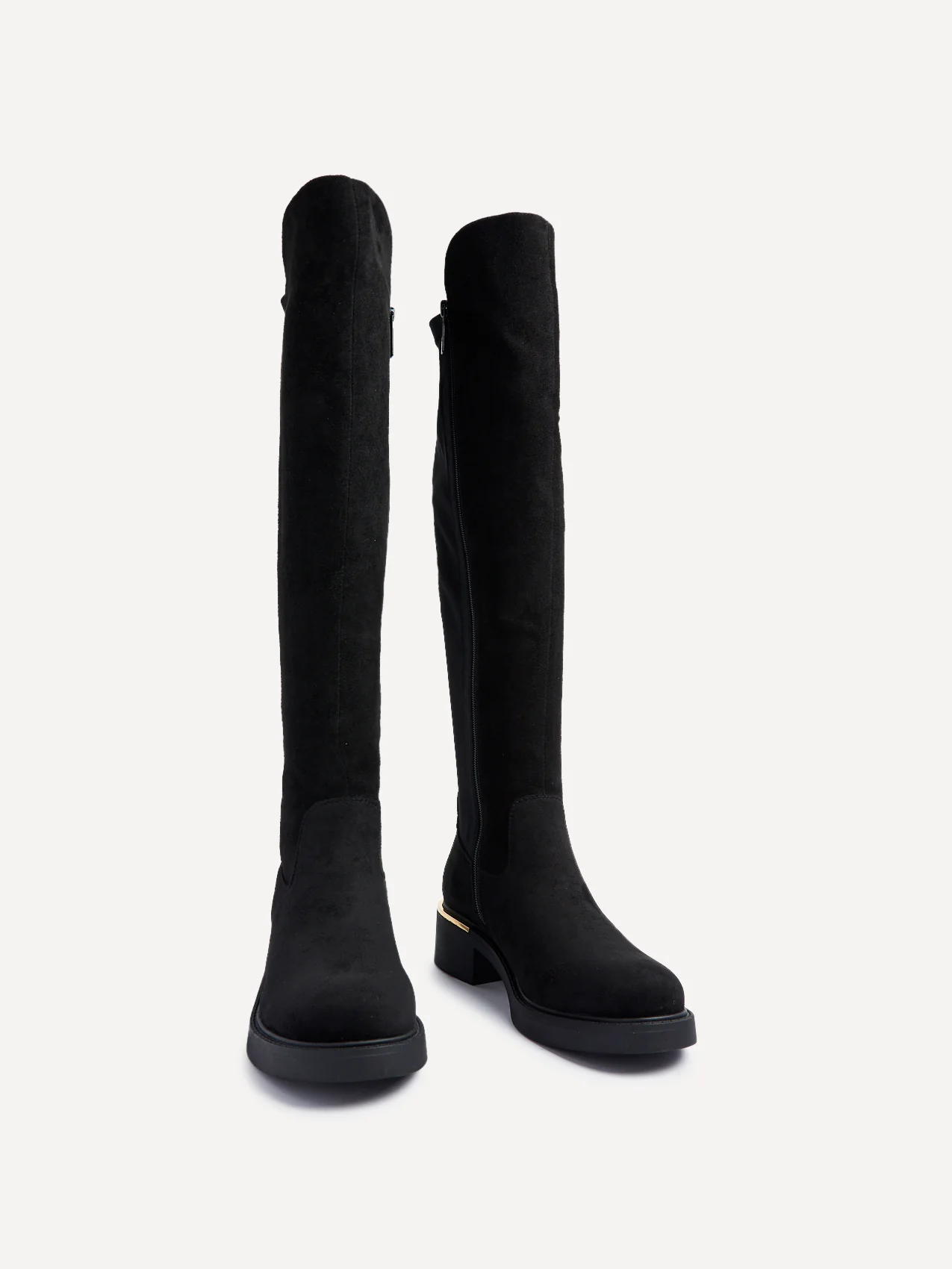 Sawyer Black Faux Suede Long Riding Boots - Image 3