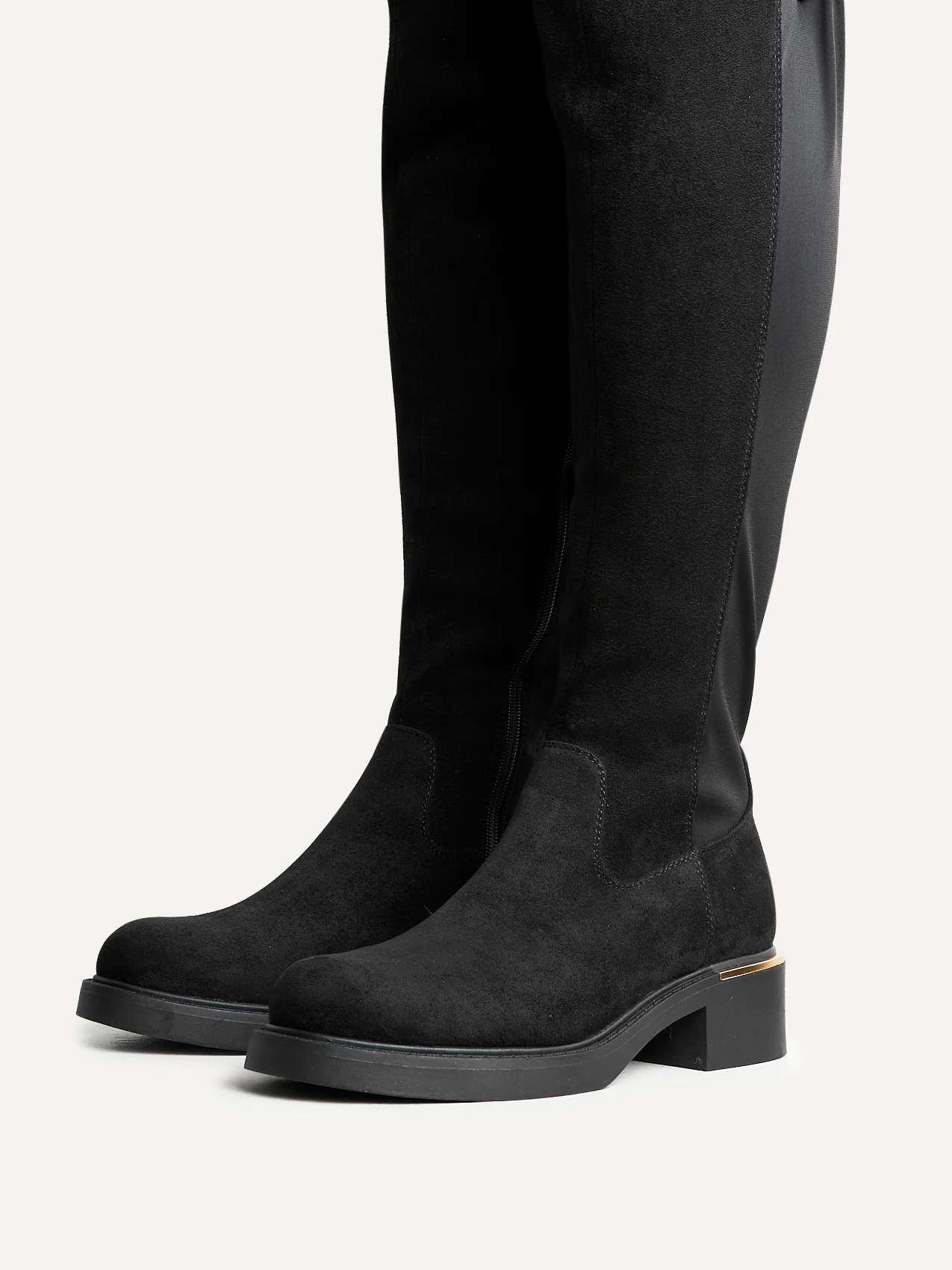 Sawyer Black Faux Suede Long Riding Boots - Image 4