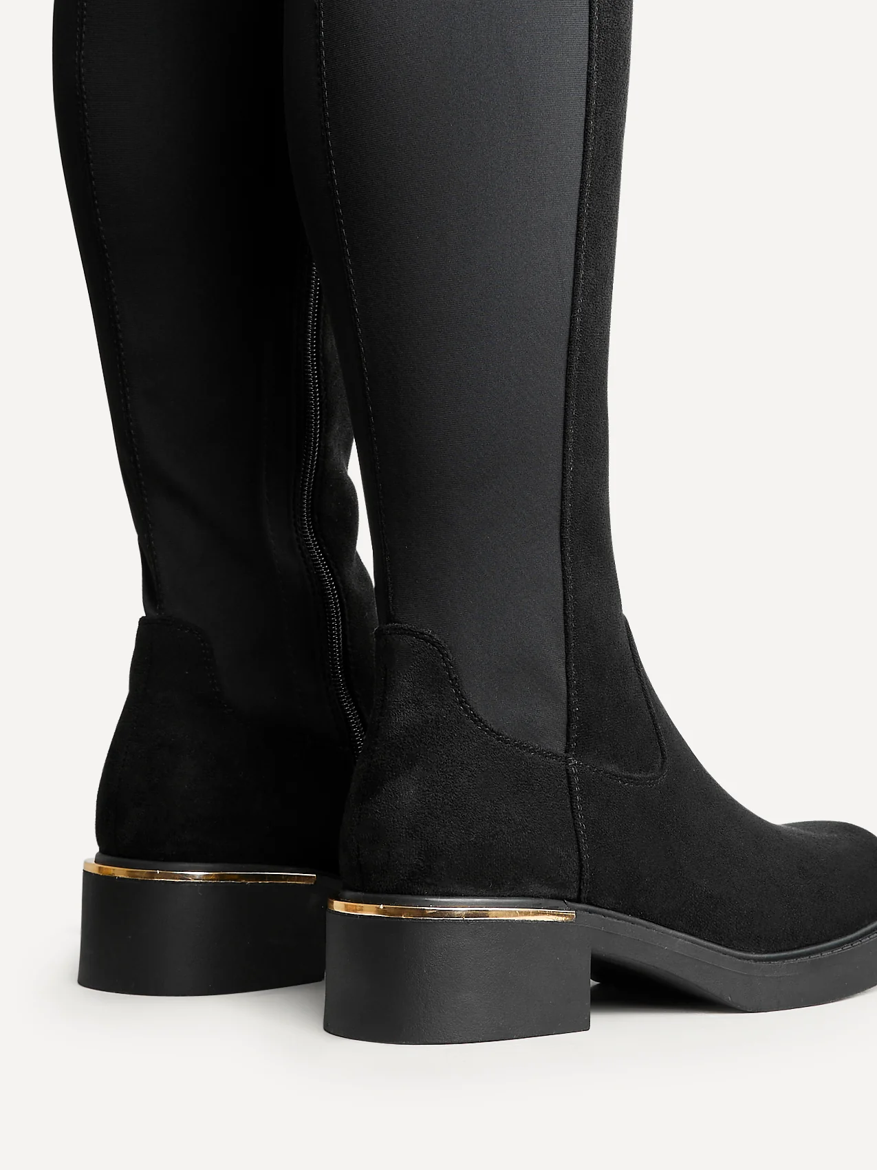 Sawyer Black Faux Suede Long Riding Boots - Image 5