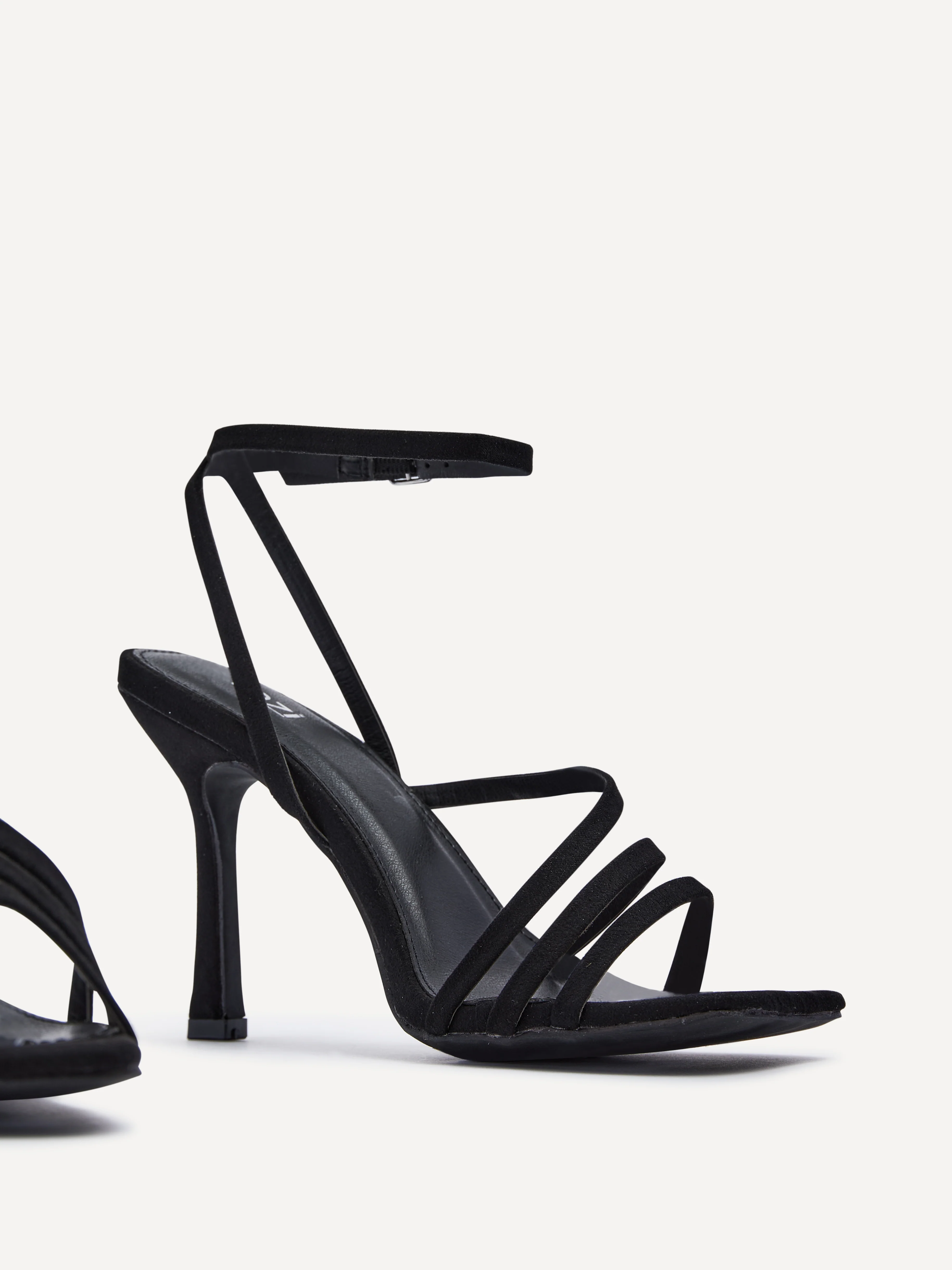 Scarlett Black Faux Suede Strappy Heels - Image 4