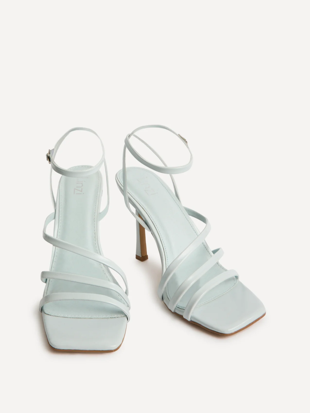 Scarlett Pale Blue Faux Leather Strappy Heels - Image 3