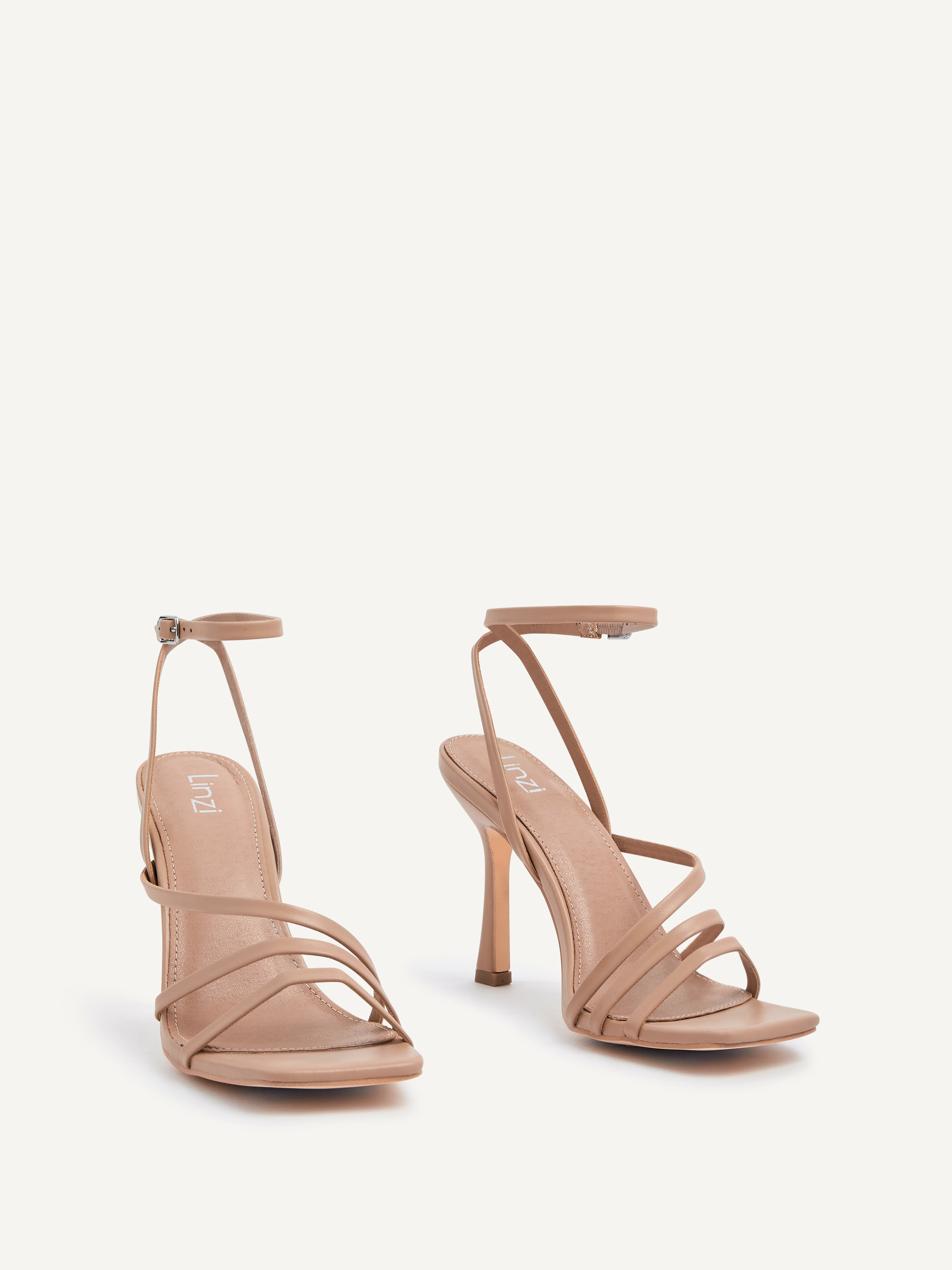 Scarlett Mocha Faux Leather Strappy Heels - Image 2