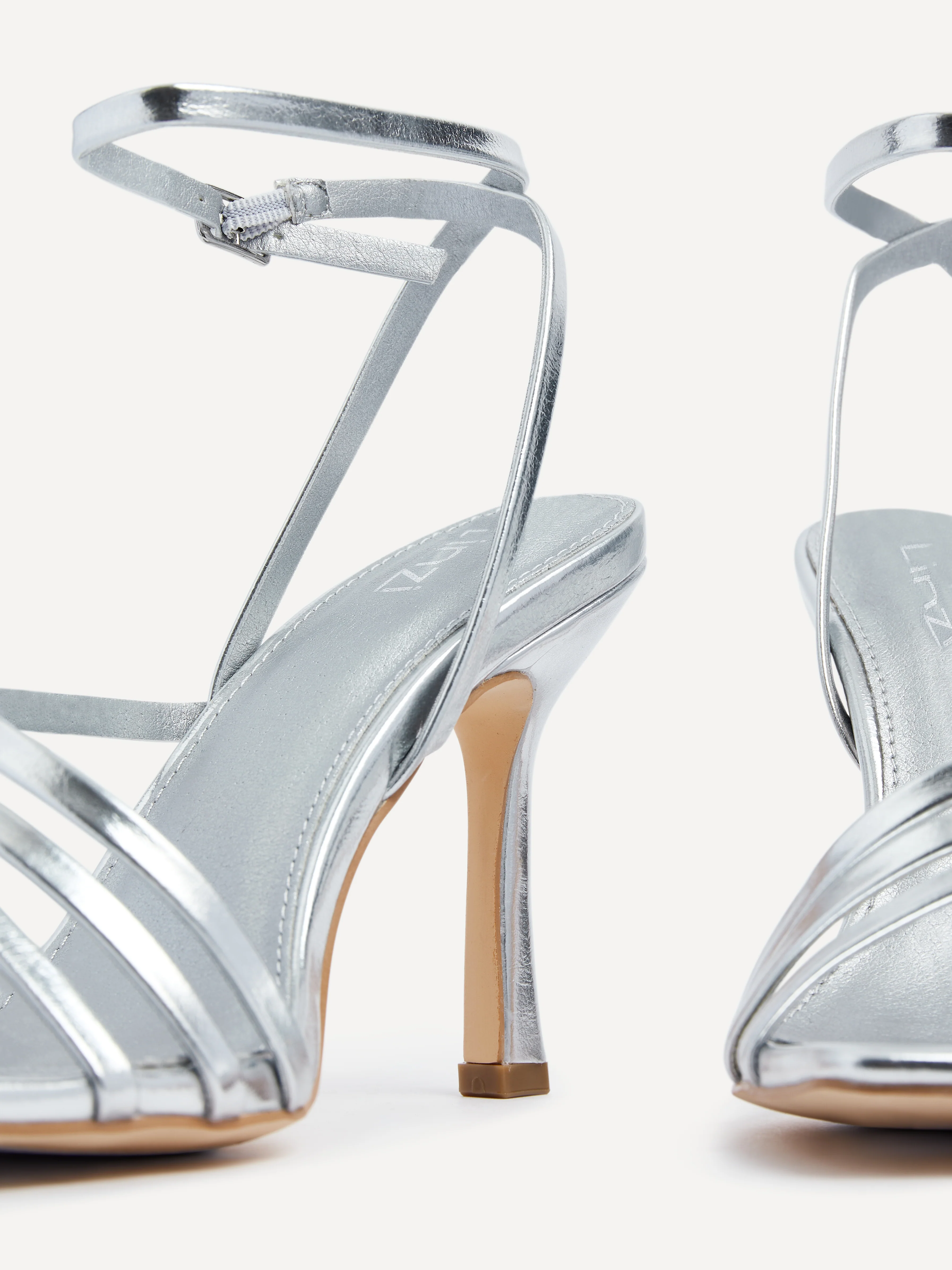 Scarlett Silver Faux Leather Strappy Heels - Image 5