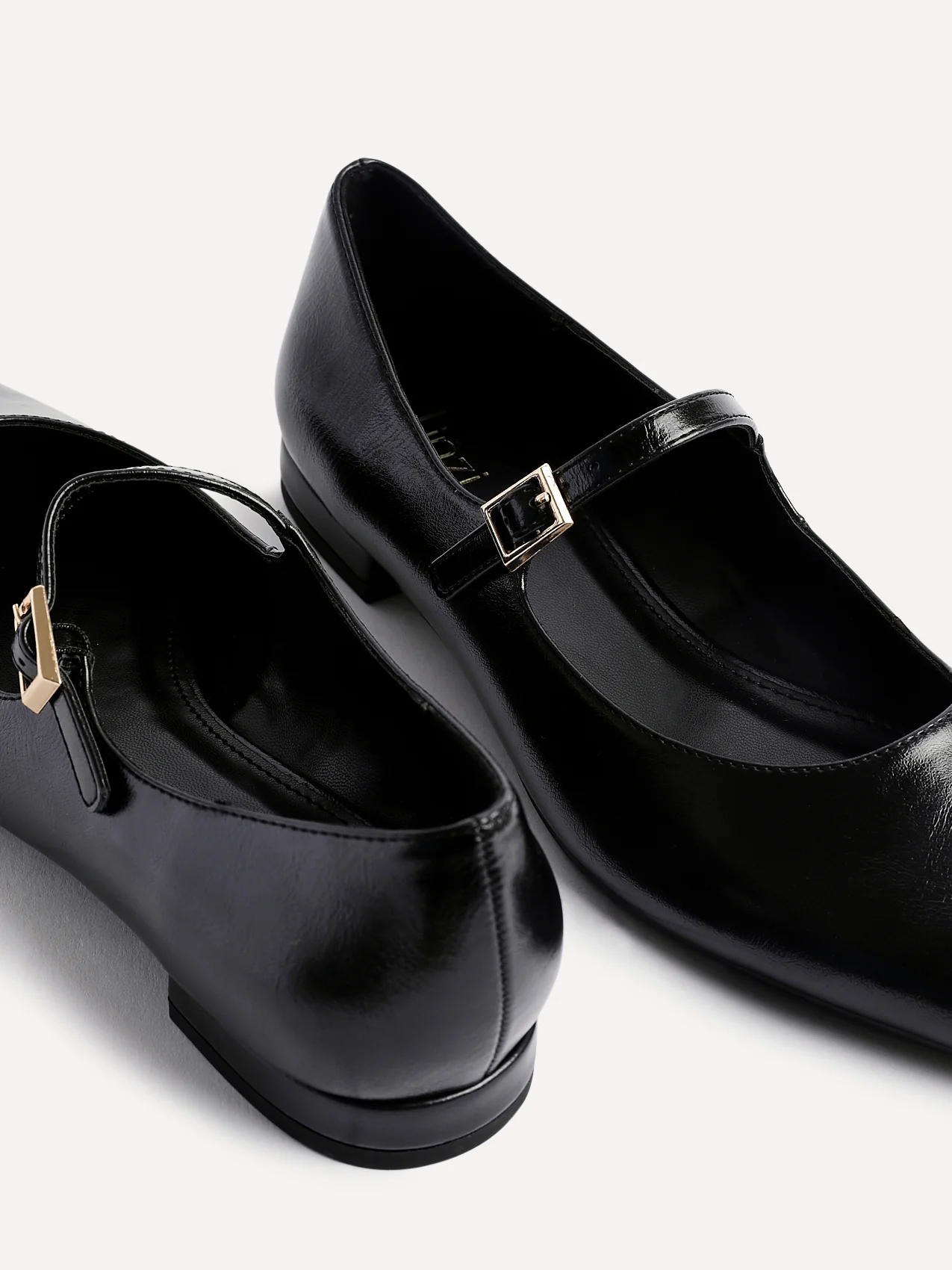 Seattle Black Faux Leather Flats - Image 5