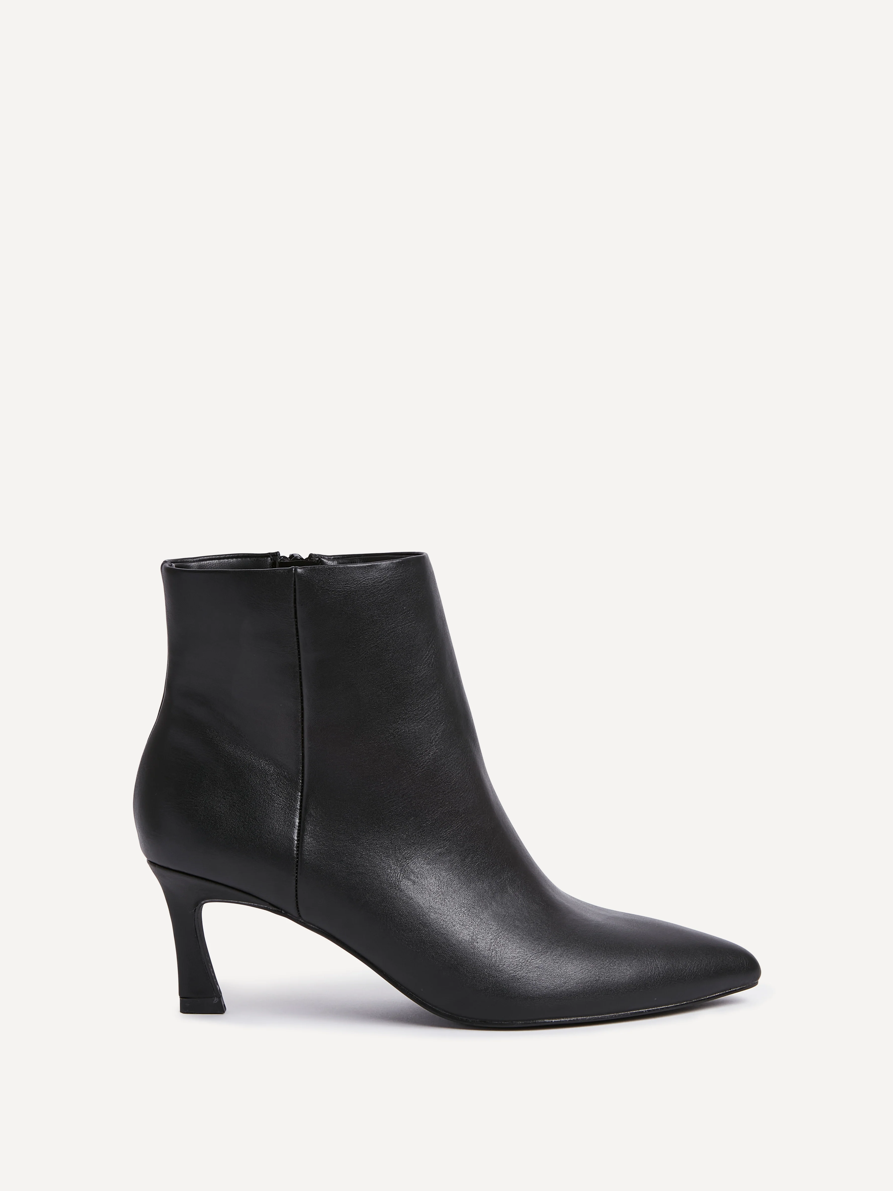 Secured Black Faux Leather Stiletto Ankle Boots - Image 2