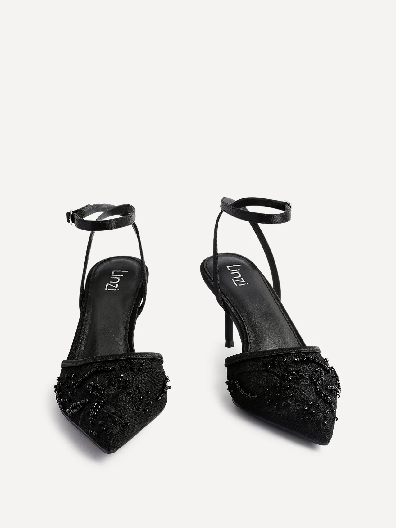 Serenade Black Beaded Mesh Court Heels - Image 3