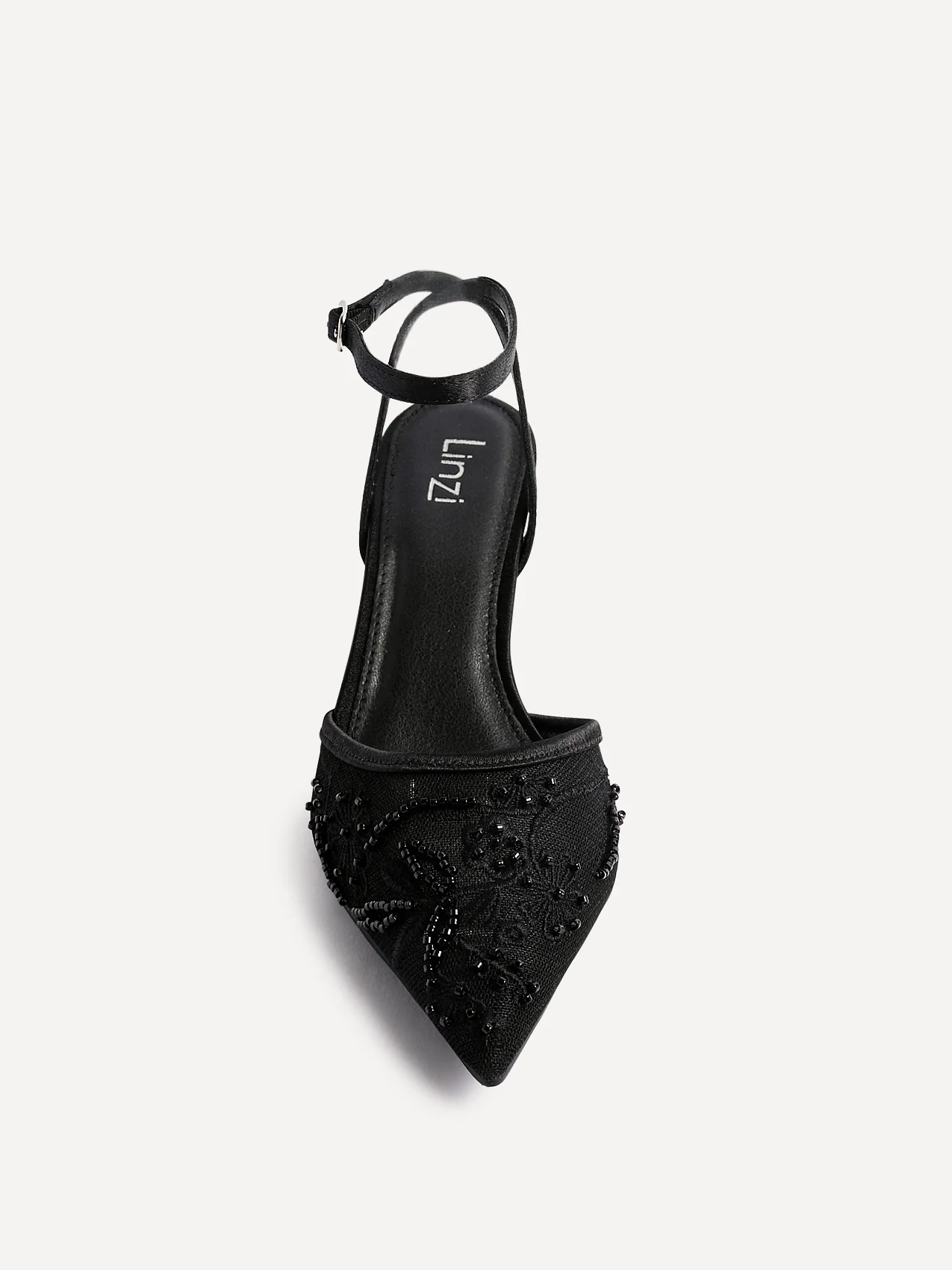 Serenade Black Beaded Mesh Court Heels - Image 4