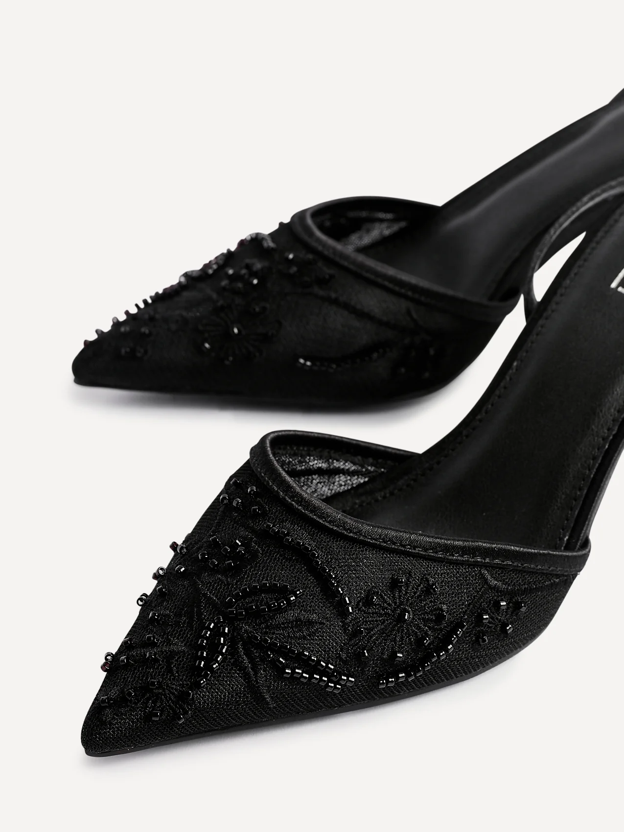Serenade Black Beaded Mesh Court Heels - Image 5