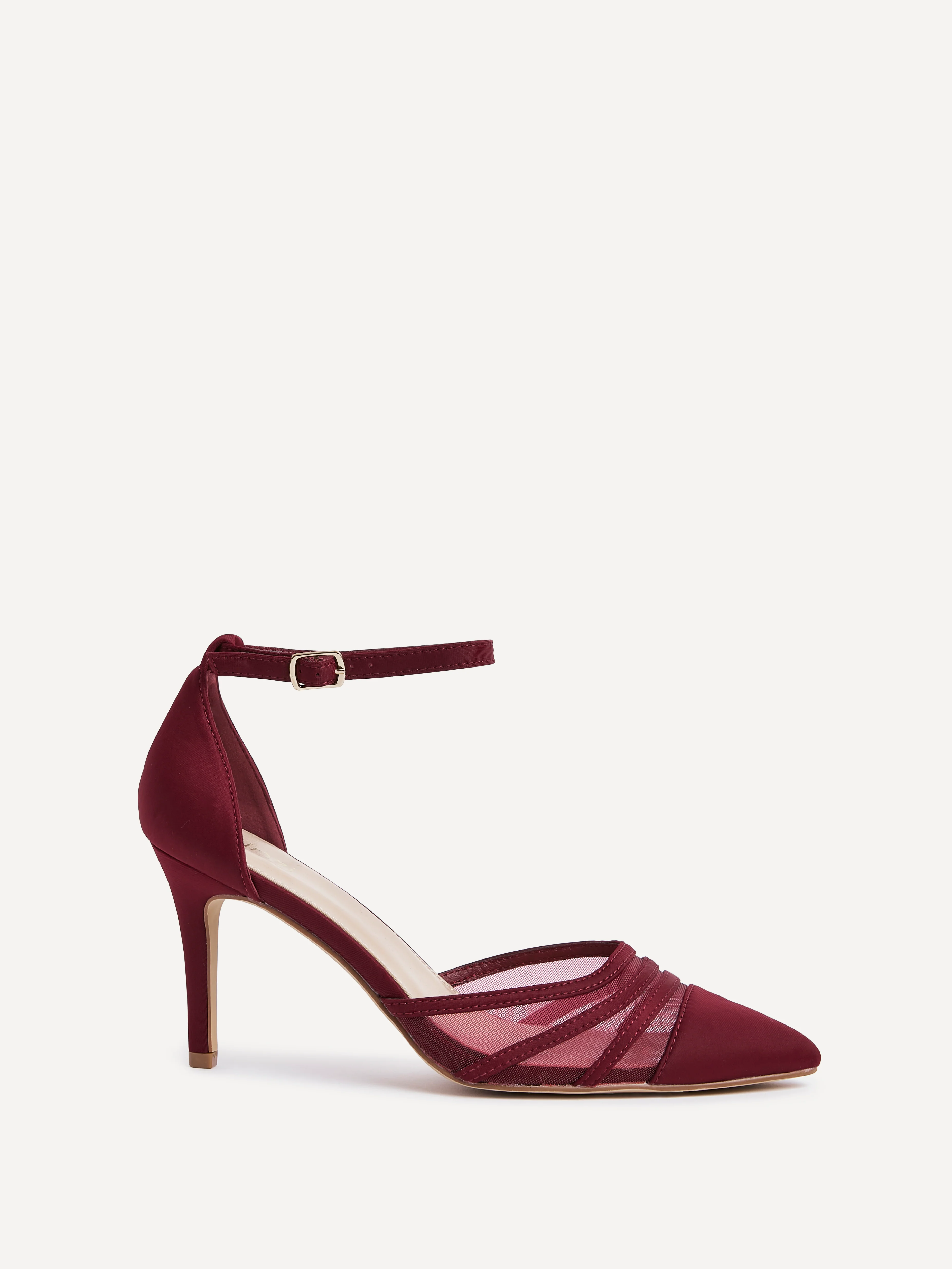 Serri Burgundy Lycra Mesh Court Heels - Image 2
