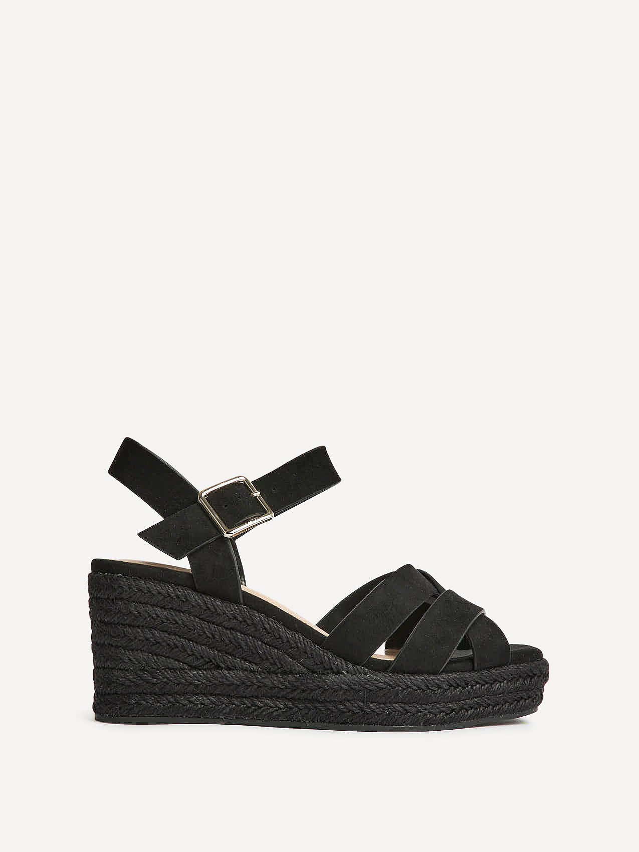 Sheena Black Crossover Espadrille Wedges - Image 2