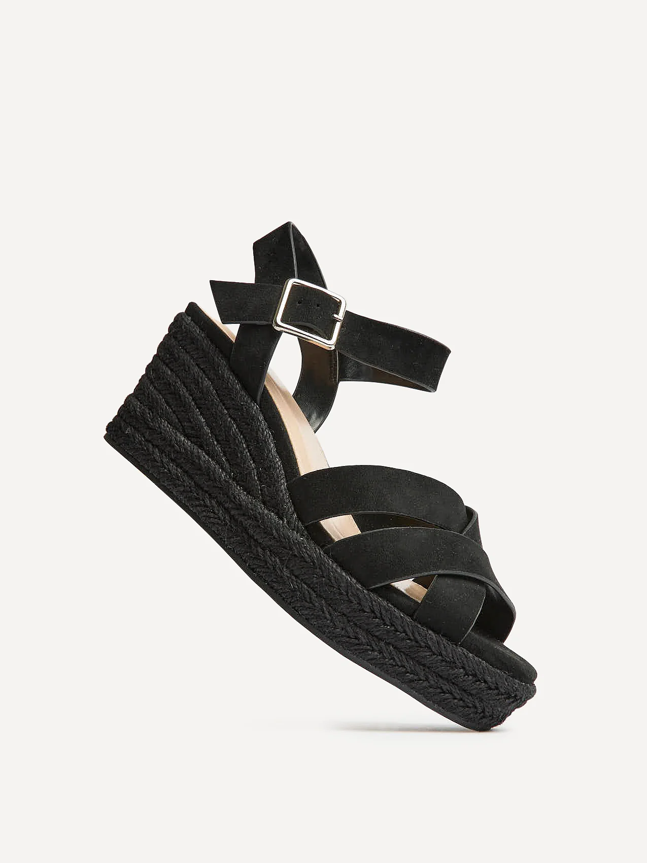 Sheena Black Crossover Espadrille Wedges - Image 5