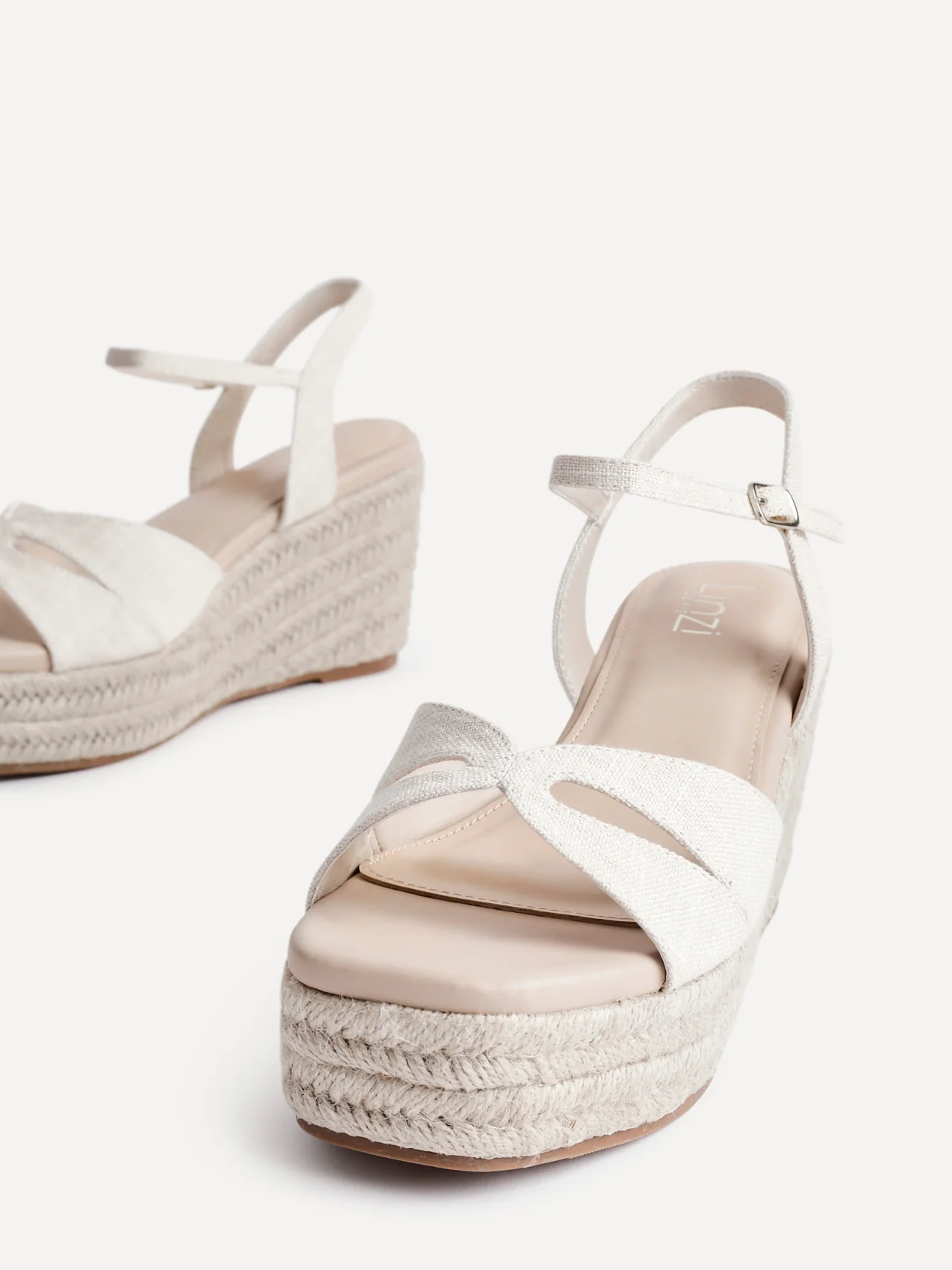 Sian Wide Fit Nude Canvas Wedges - Image 4