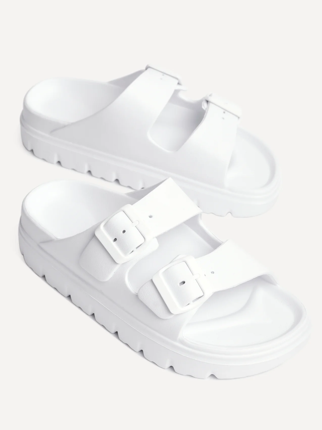 Sirocco White Platform Slider Sandals - Image 5