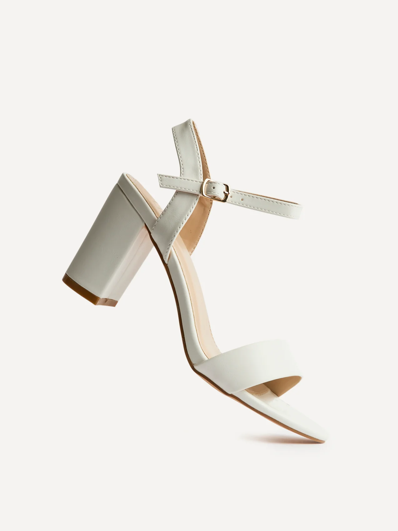 Skyline White Faux Leather Heeled Sandals - Image 4