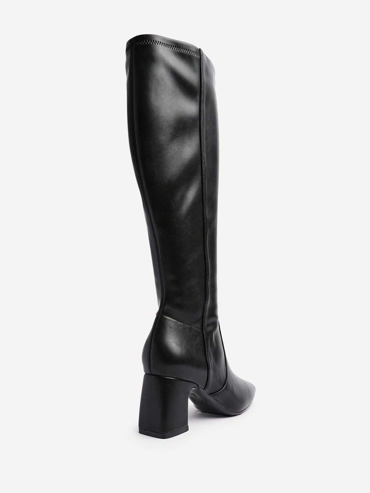 Slate Black Faux Leather Long Heeled Boots - Image 5