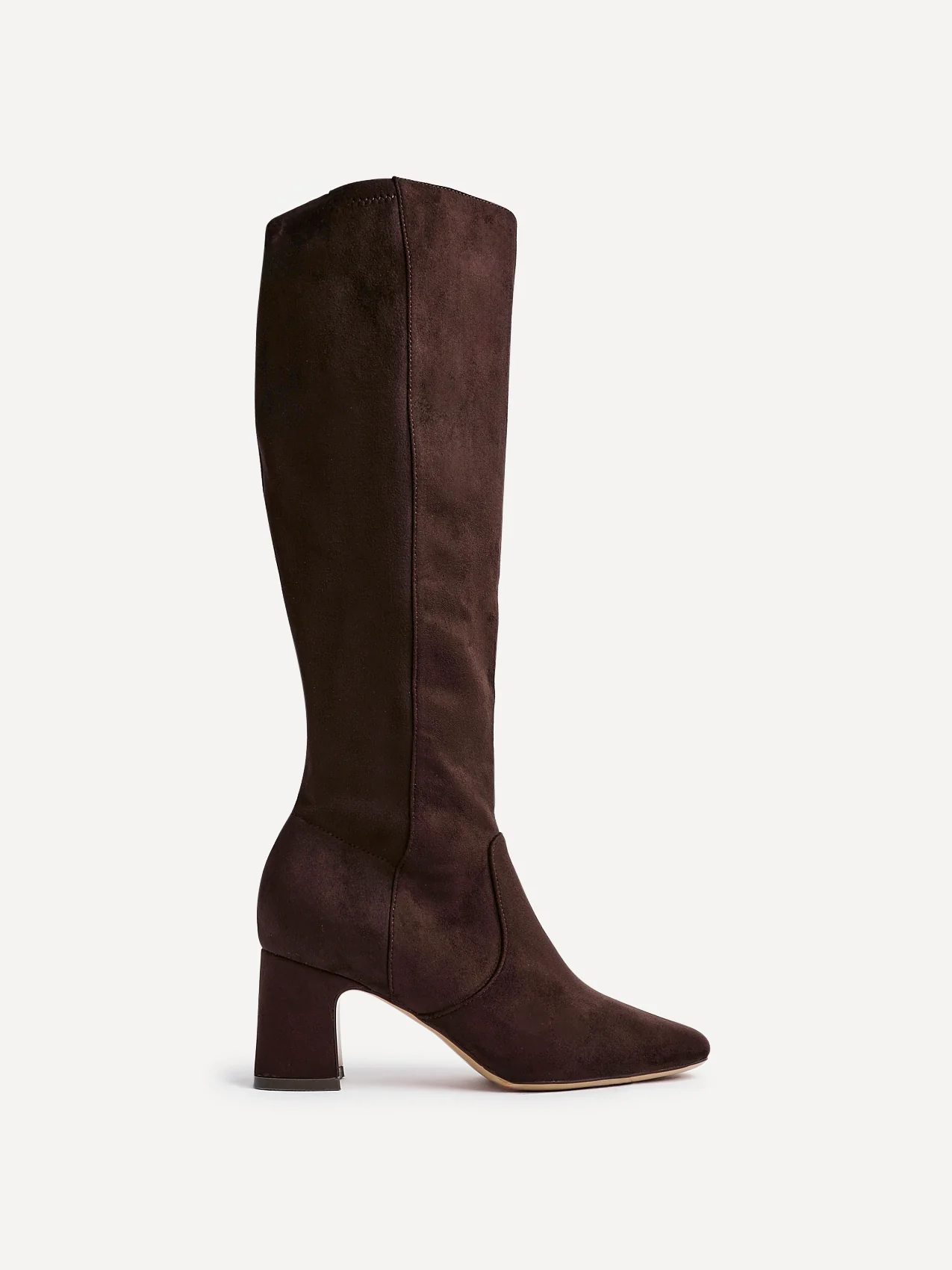 Slate Brown Faux Suede Long Heeled Boots - Image 2