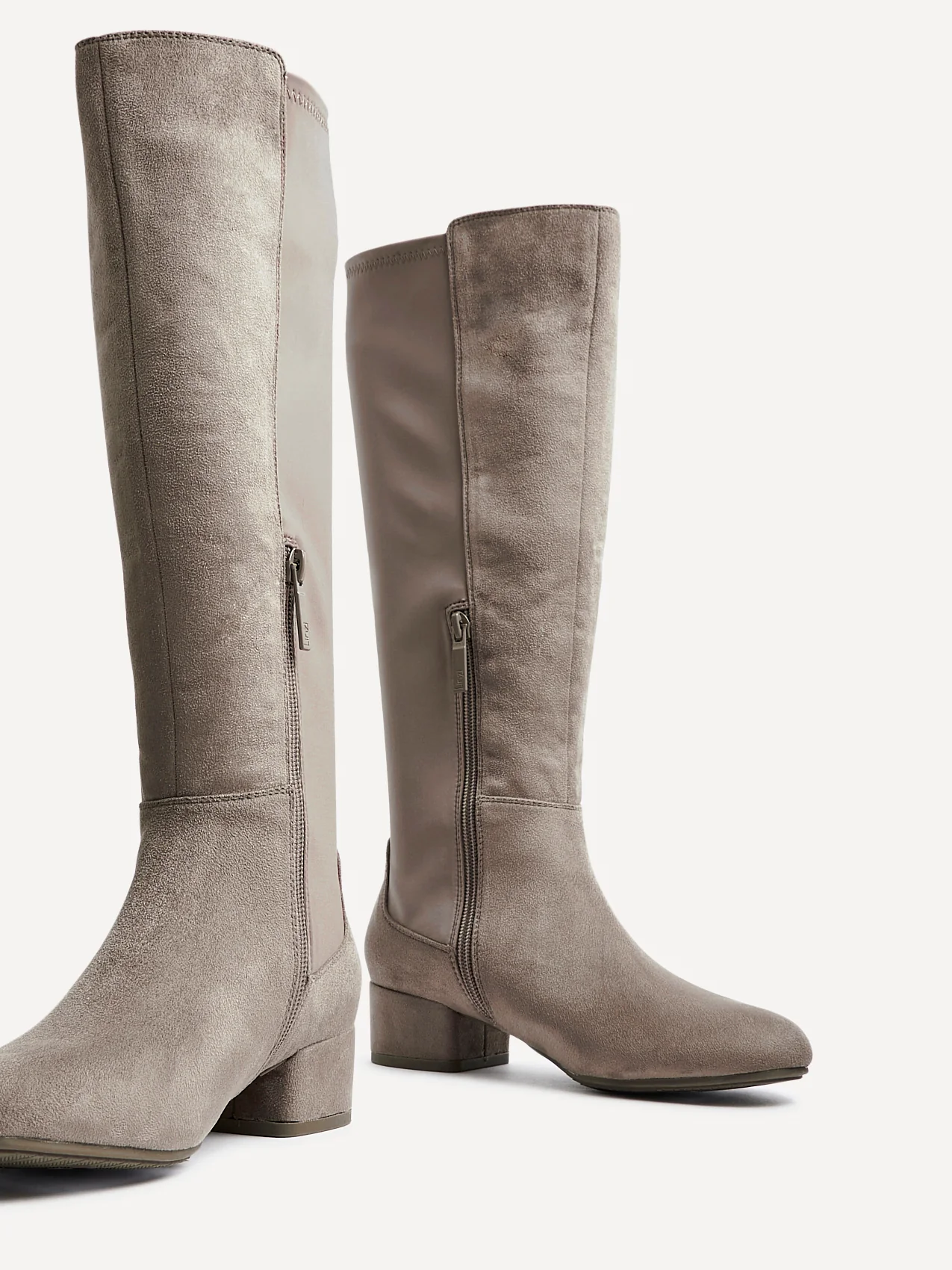 Sloane Mocha Long Low Heeled Boots - Image 4