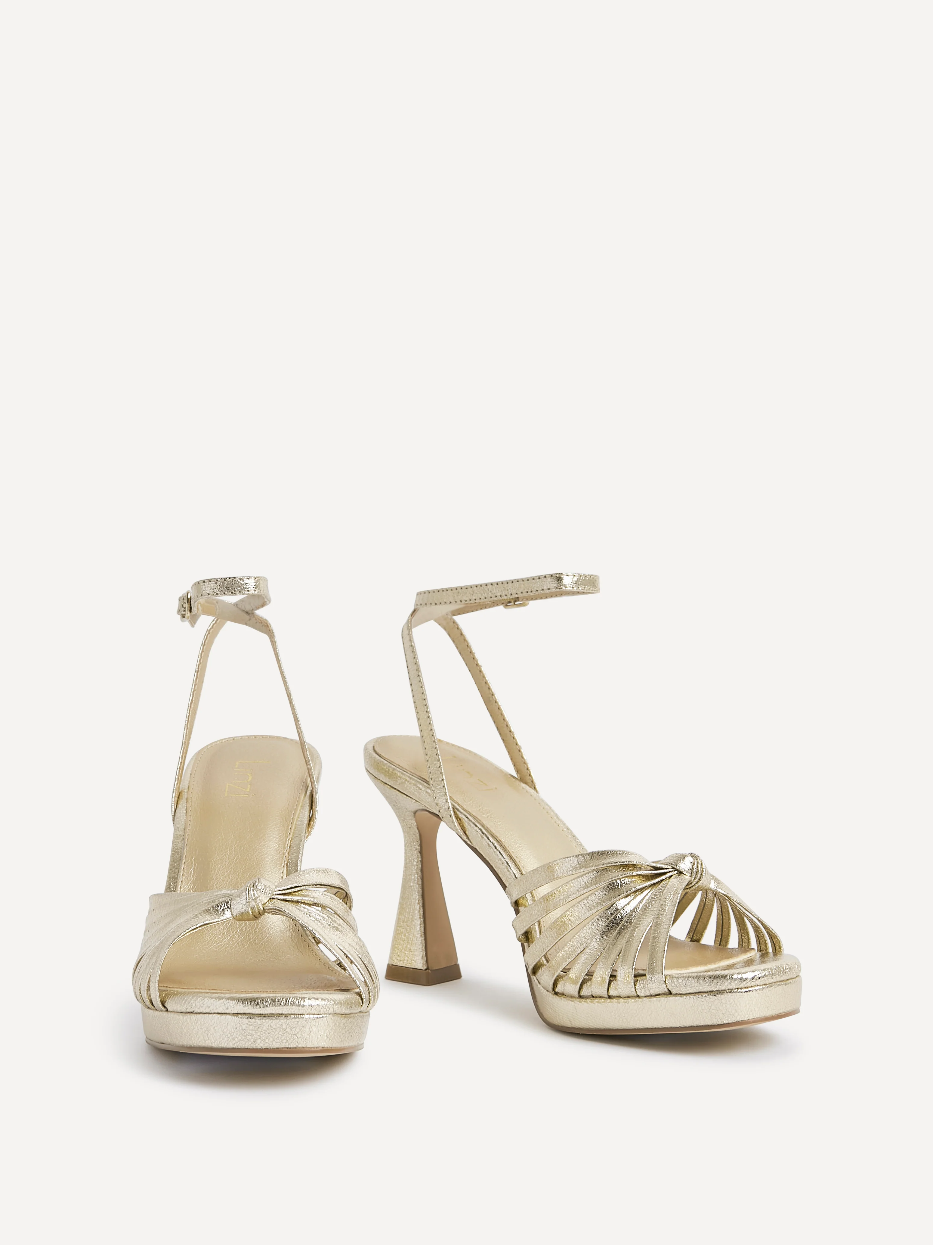 Socialite Gold Knotted Platform Heels - Image 3