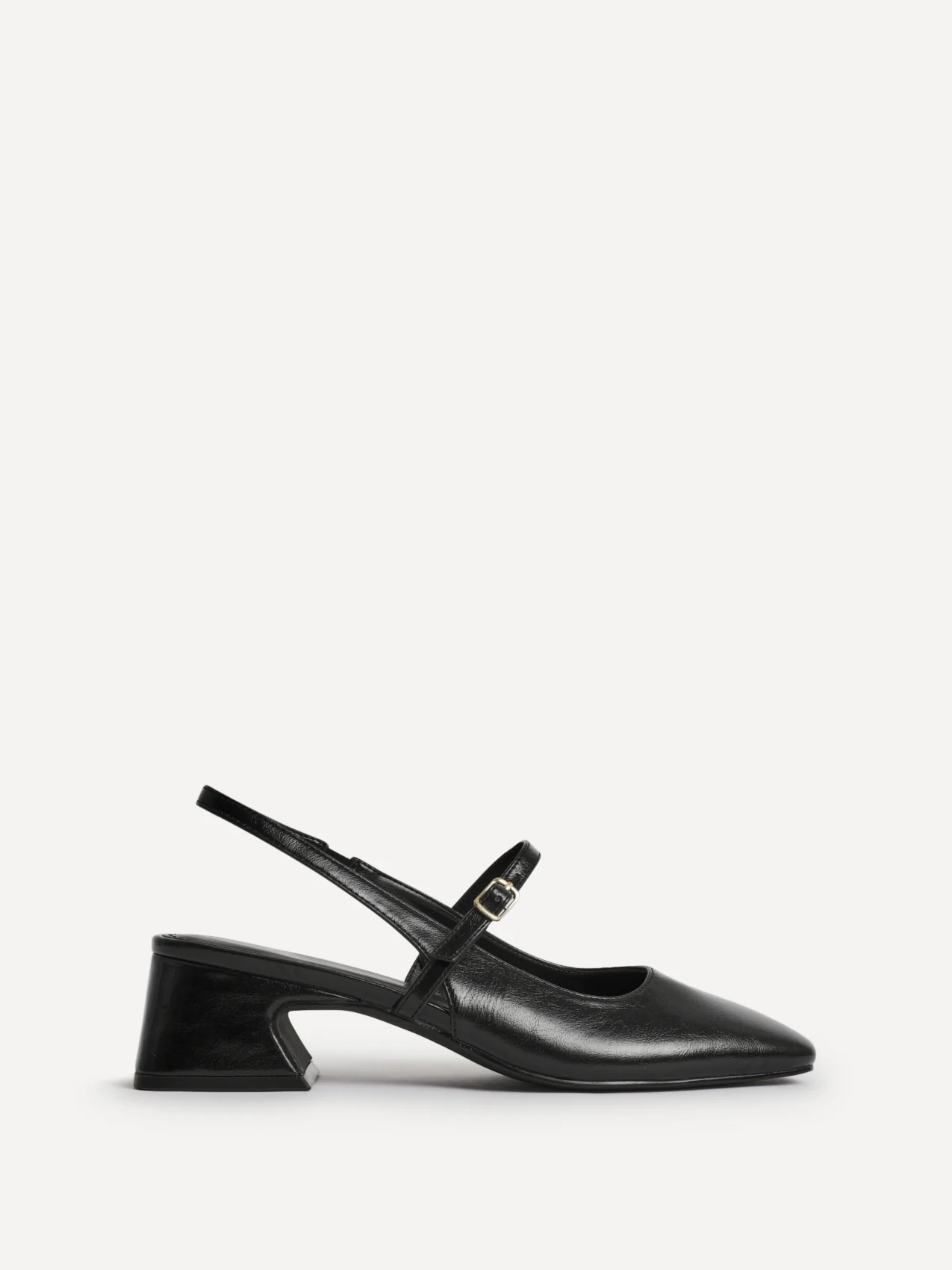 Society Black Faux Leather Mary Jane Heels - Image 2