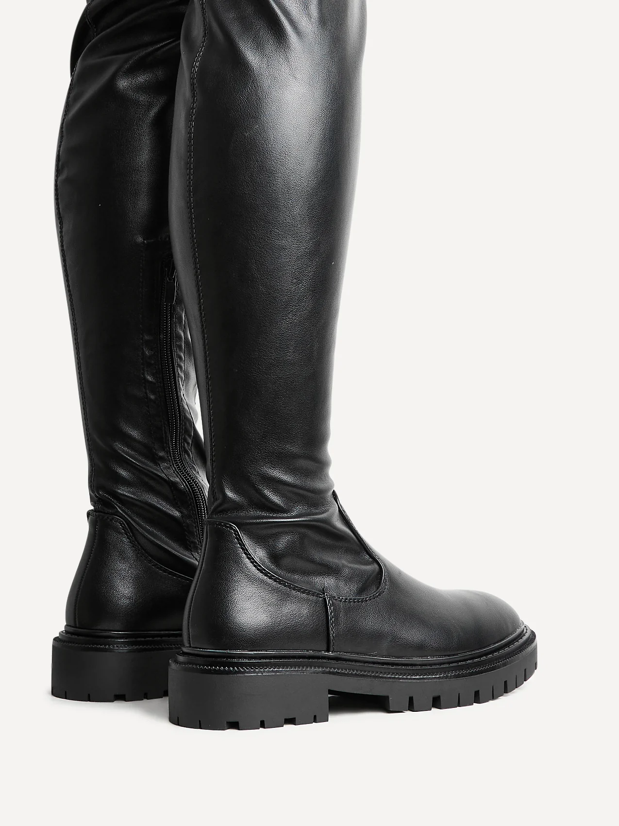 Sonny Black Faux Leather Long Boots - Image 5