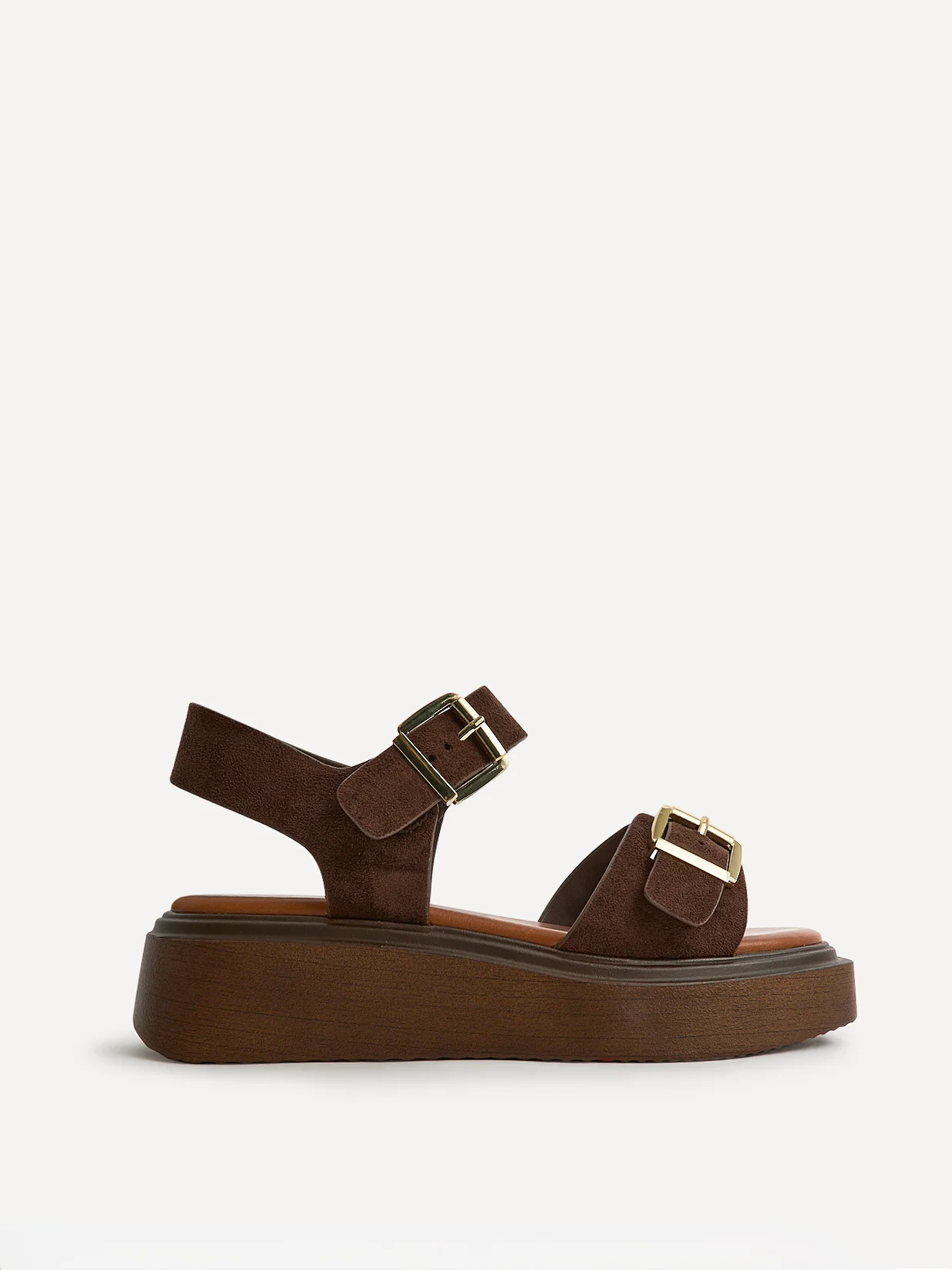 Source Wide Fit Brown Flatform Sandals - Image 2