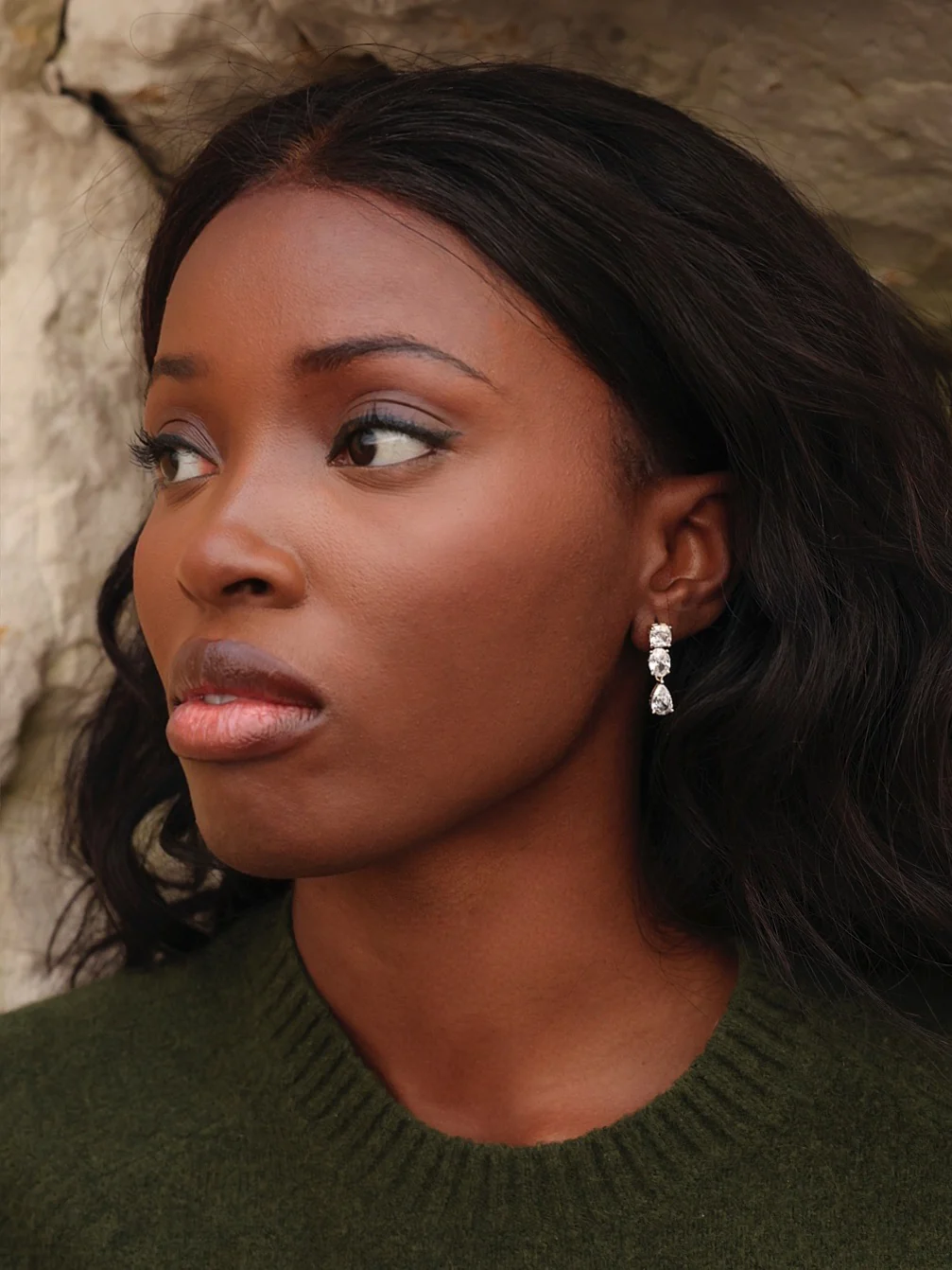 Stardust Gold Crystal Stone Drop Earrings - Image 7