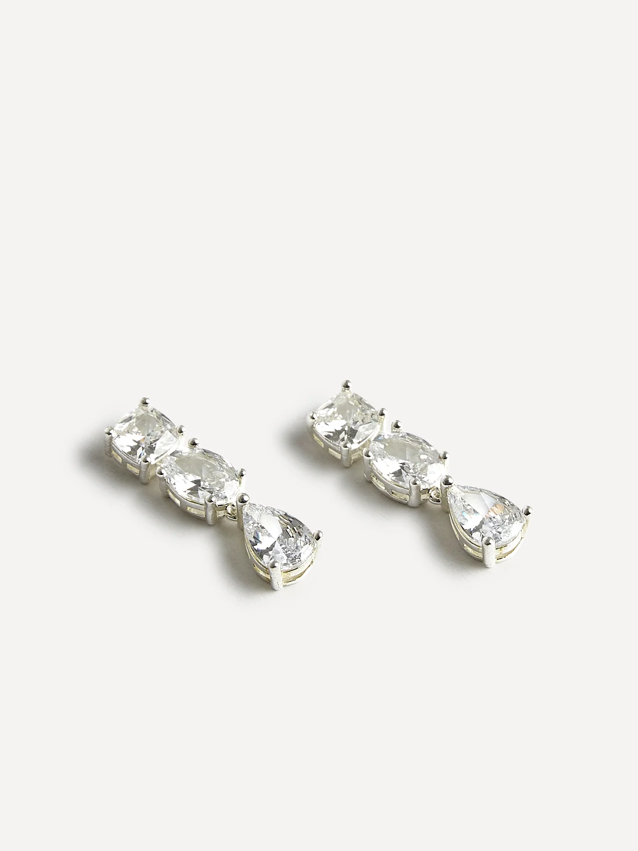 Stardust Silver Crystal Stone Drop Earrings - Image 4