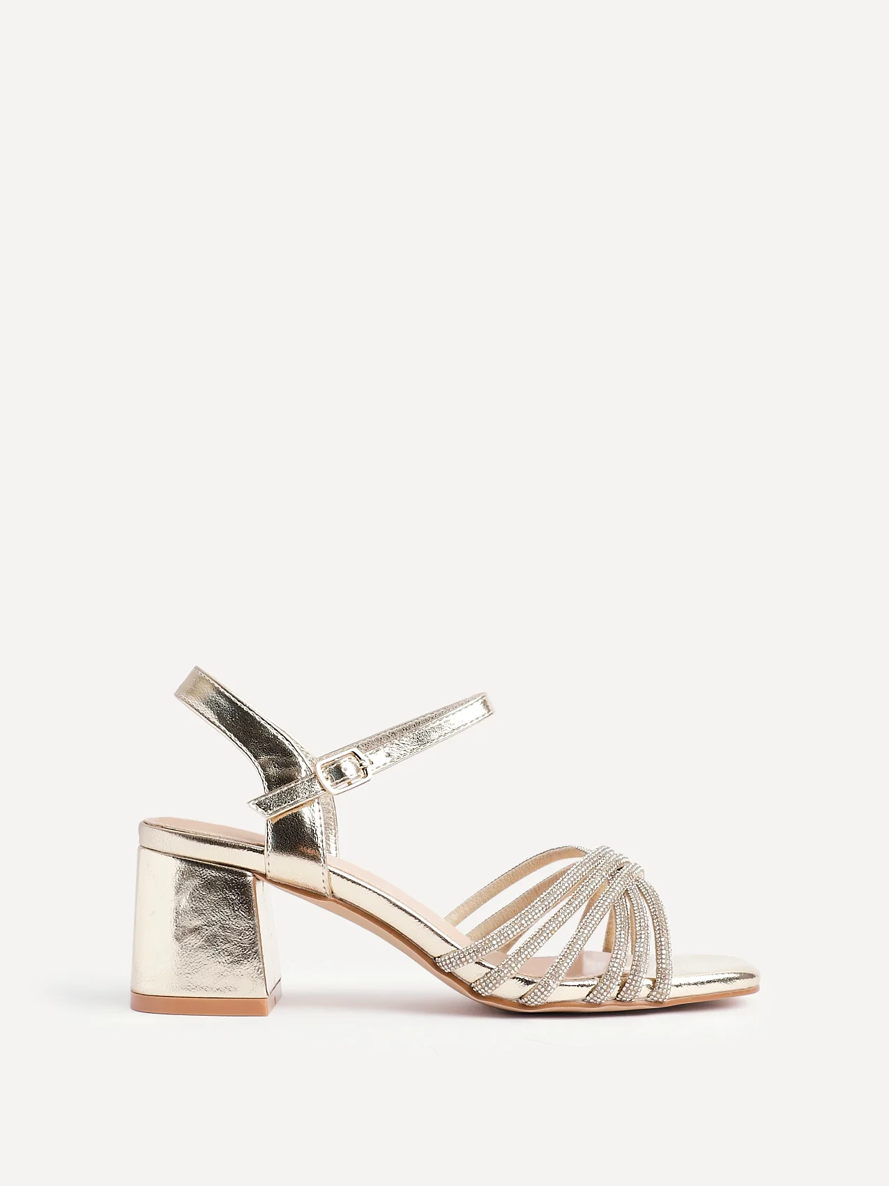 Strictly Wide Fit Gold Diamante Heels - Image 2