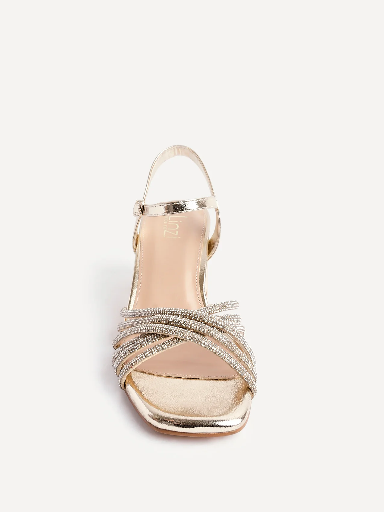 Strictly Wide Fit Gold Diamante Heels - Image 4