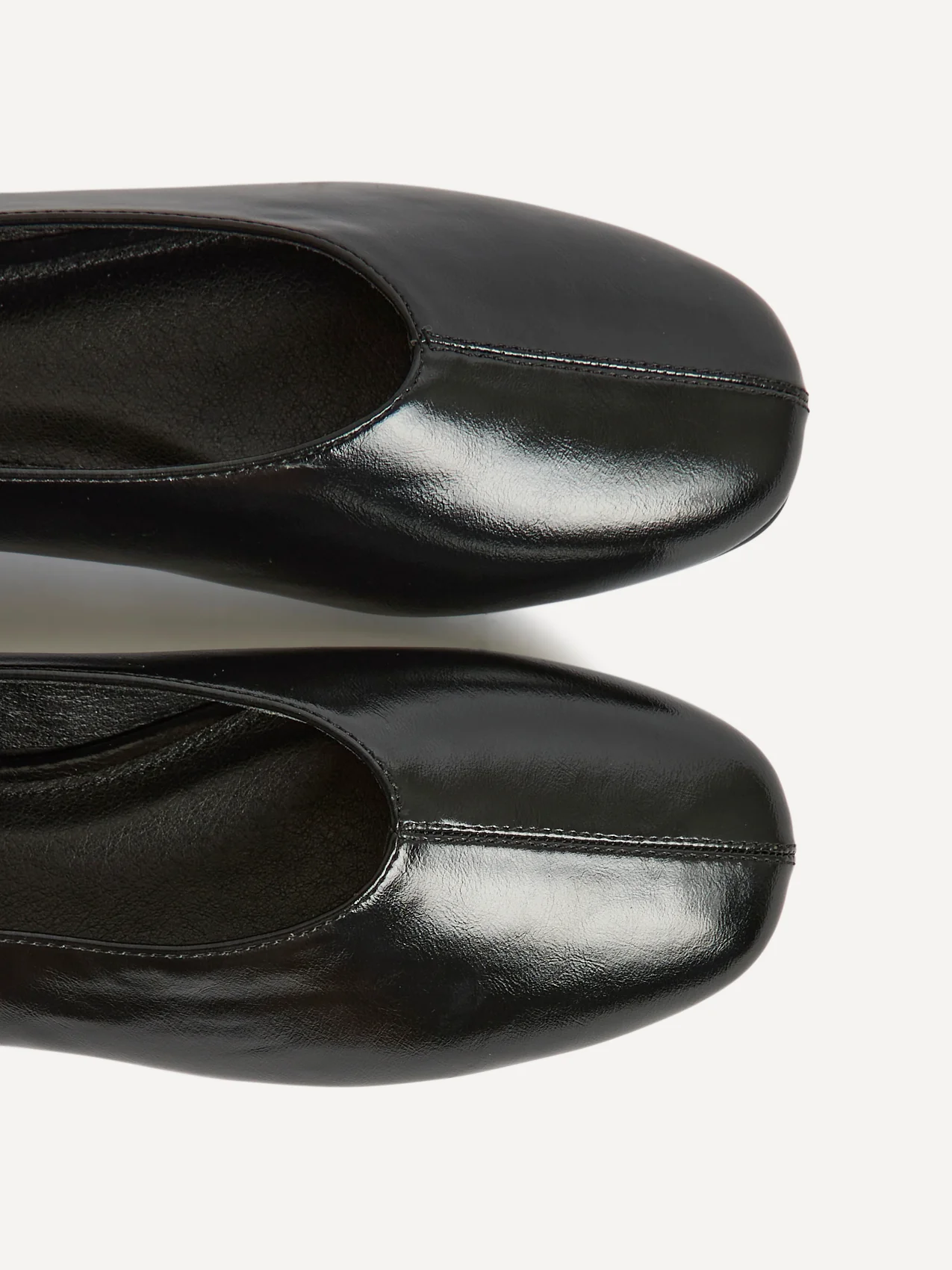 Structure Black Faux Leather Square Toe Ballet Flats - Image 5
