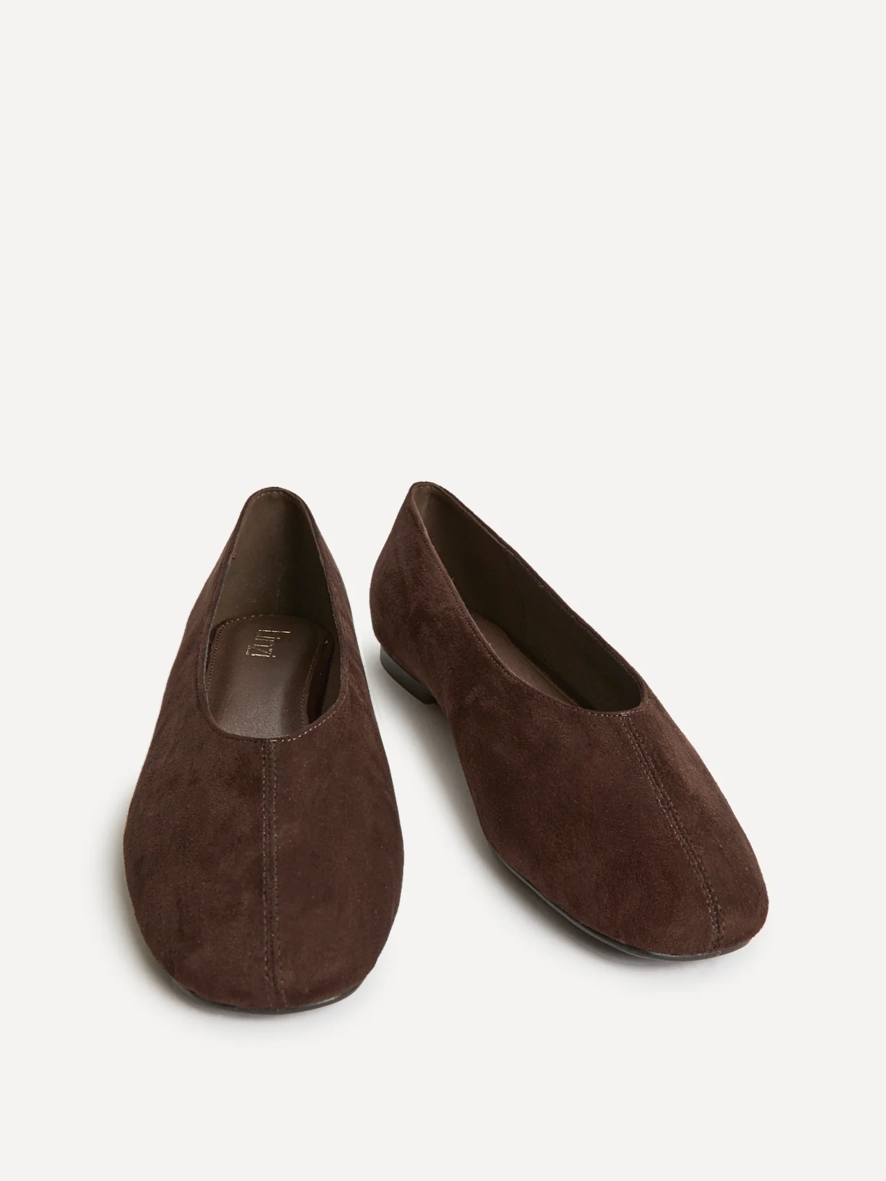Structure Brown Faux Suede Square Toe Ballet Flats - Image 3