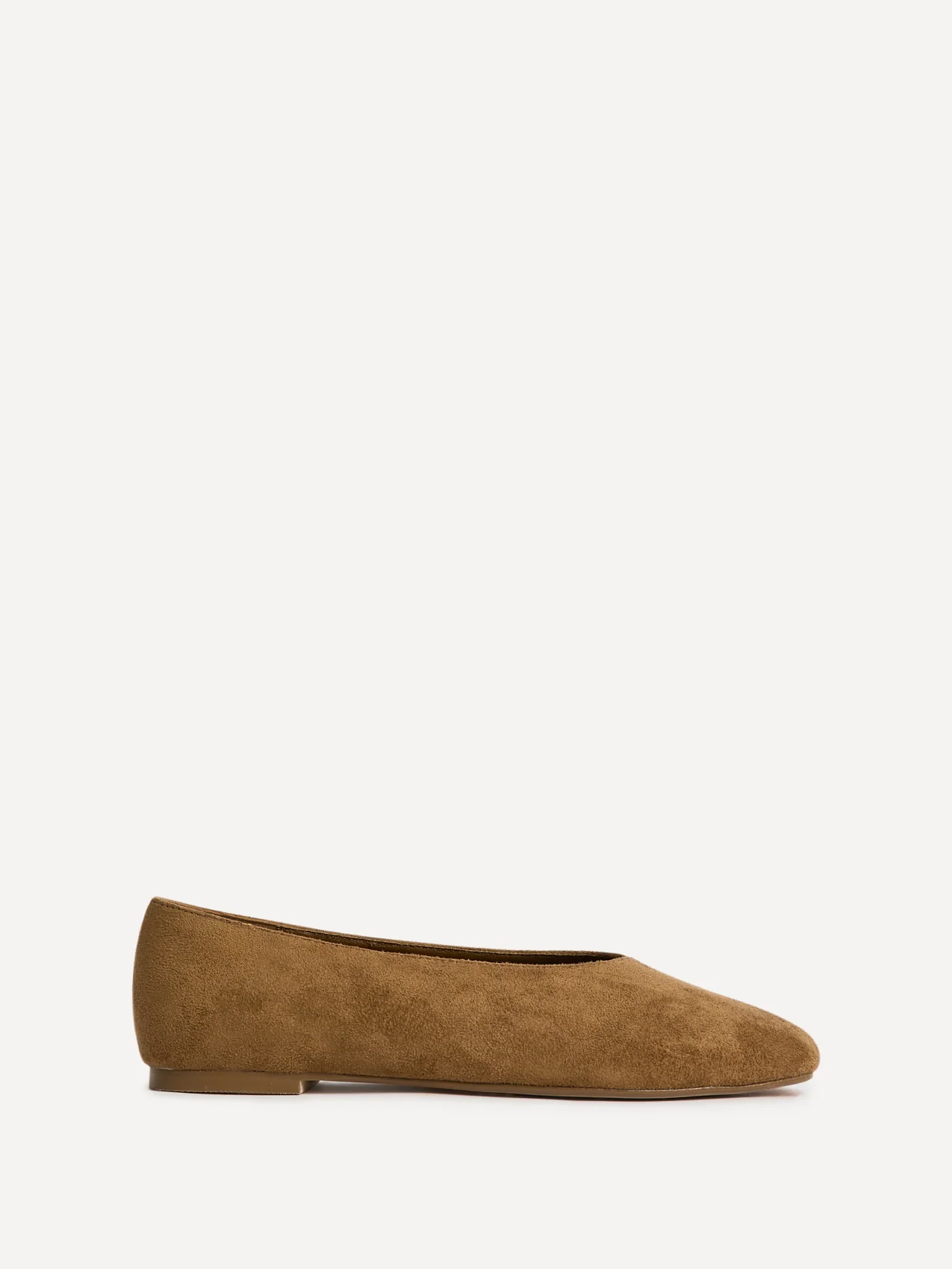 Structure Tan Faux Suede Square Toe Ballet Flats - Image 2
