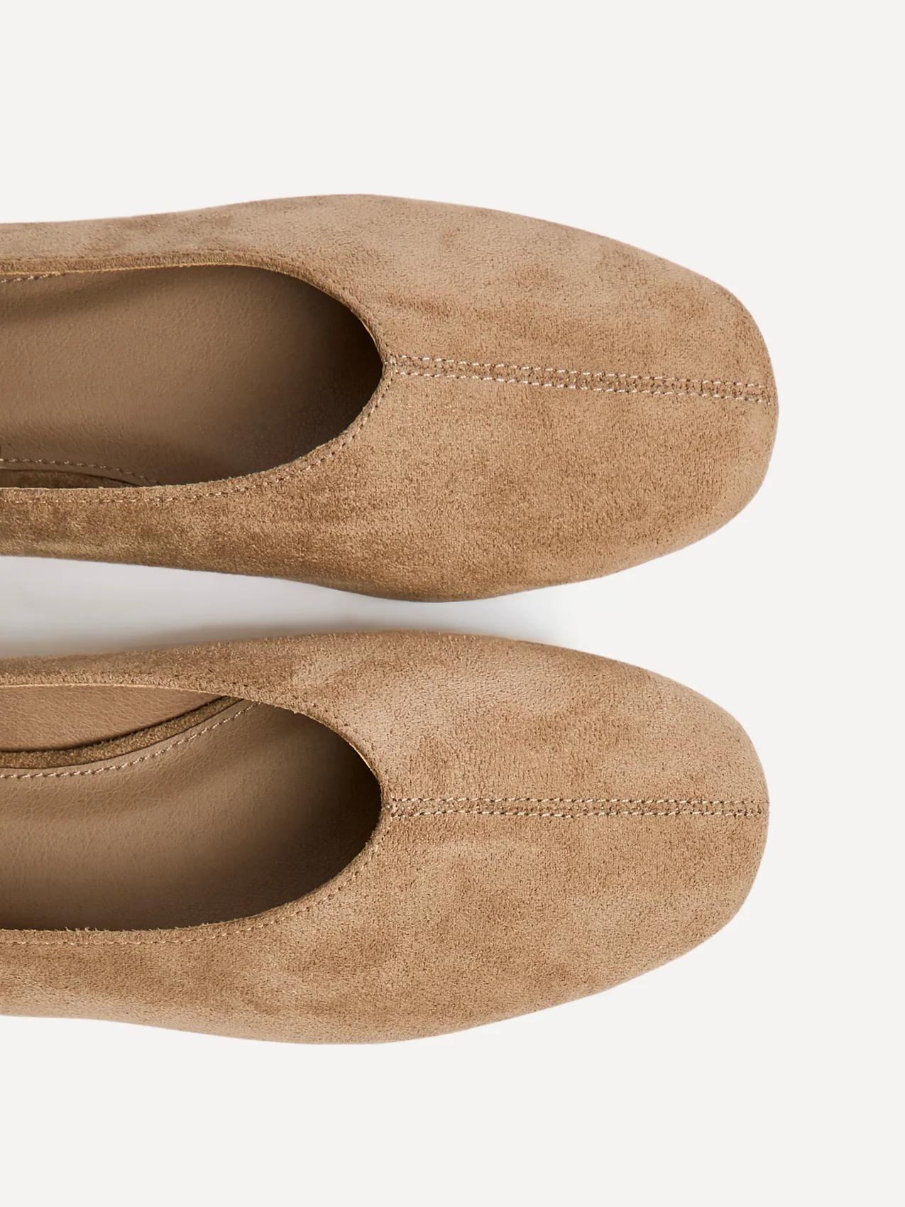 Structure Taupe Faux Suede Square Toe Ballet Flats - Image 5