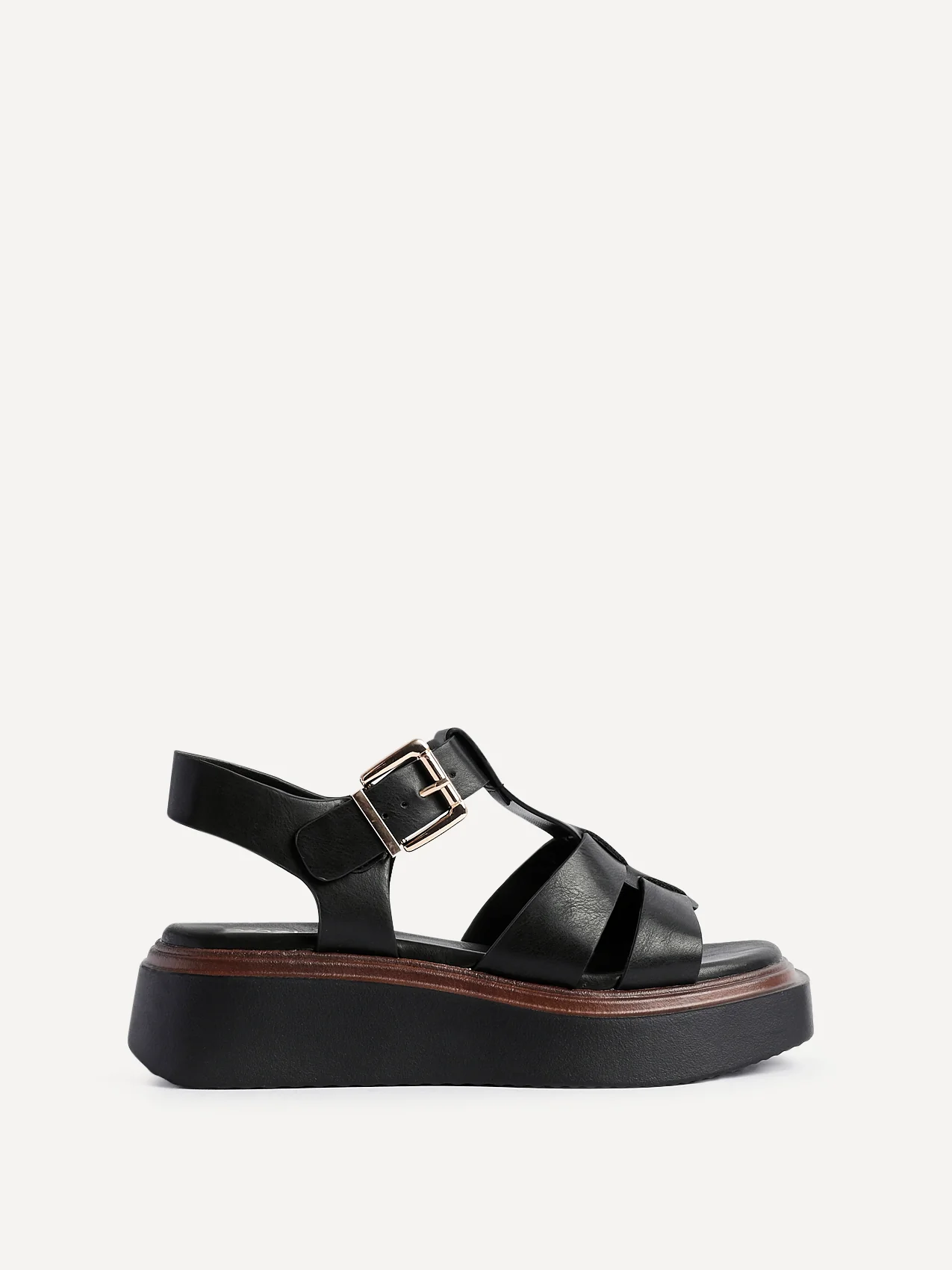 Subtract Black Gladiator Flatform Sandals - Image 2