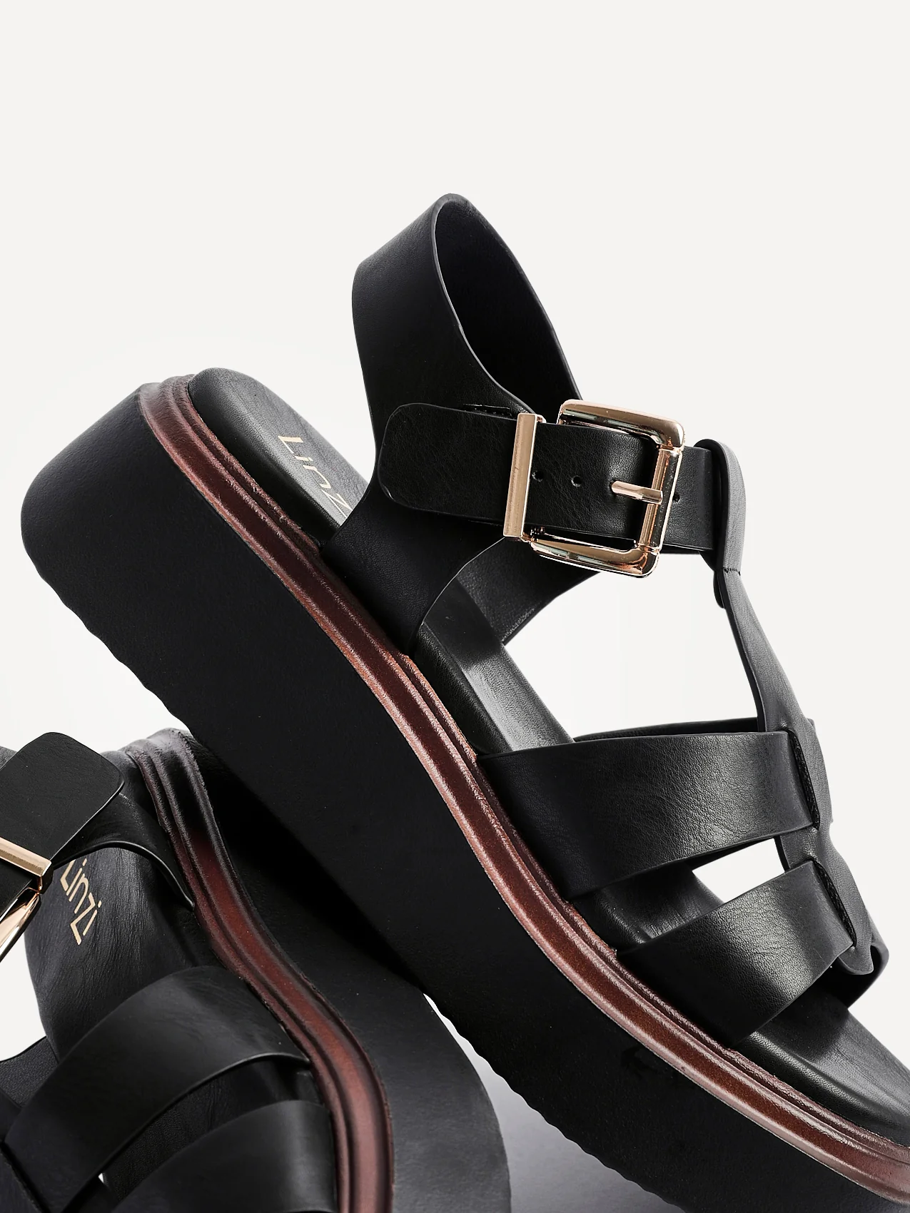 Subtract Black Gladiator Flatform Sandals - Image 5