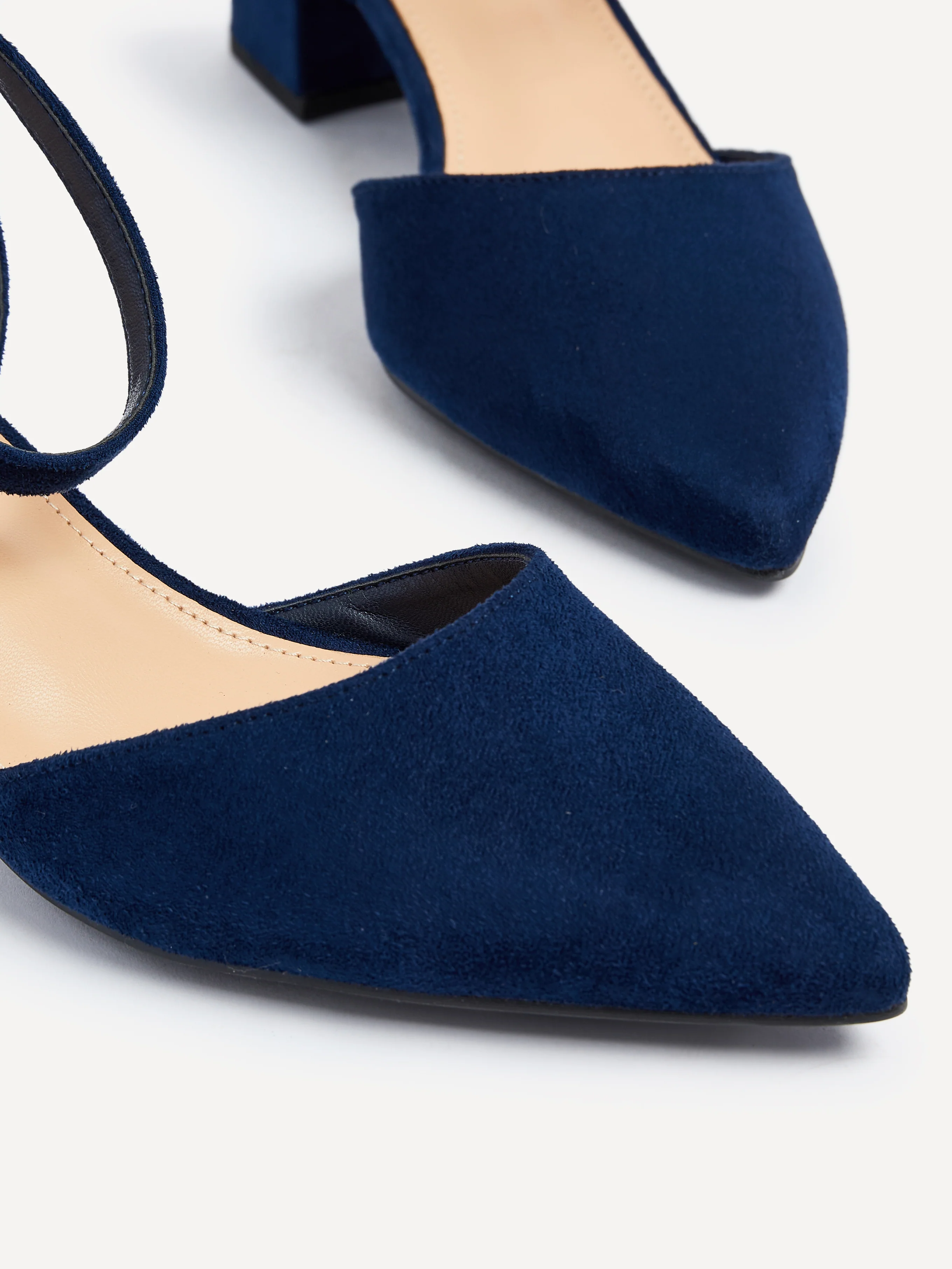 Suzy Wide Fit Navy Faux Suede Court Heels - Image 4
