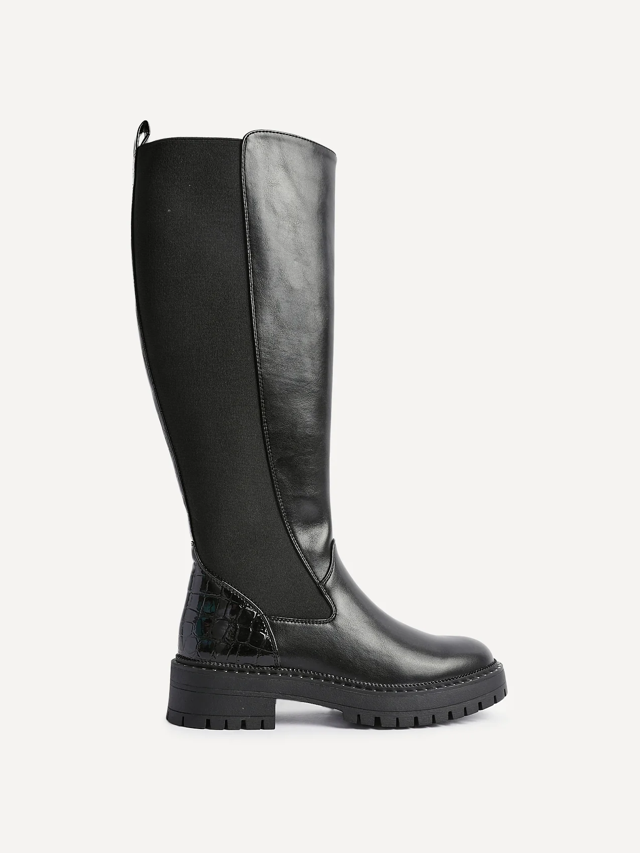 Swift Black Croc Long Boots - Image 2