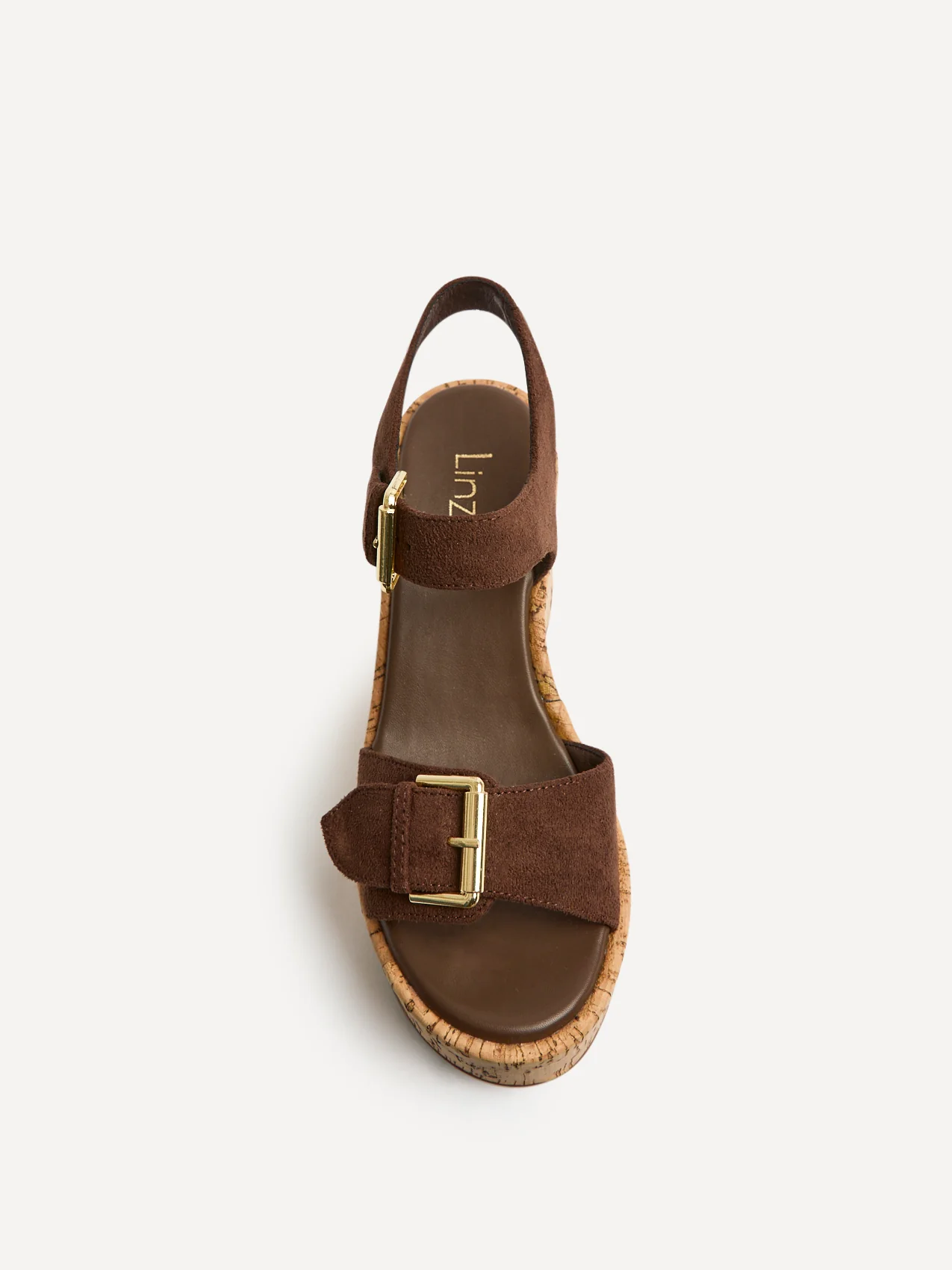 Sync Brown Faux Suede Wedge Sandals - Image 4
