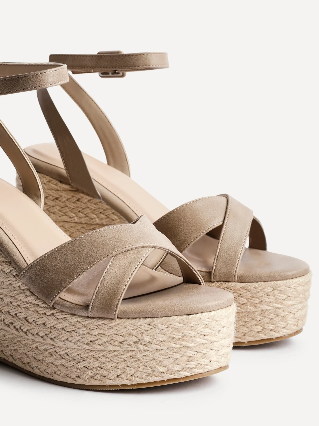 Tahiti Taupe Crossover Espadrille Wedge - Image 4
