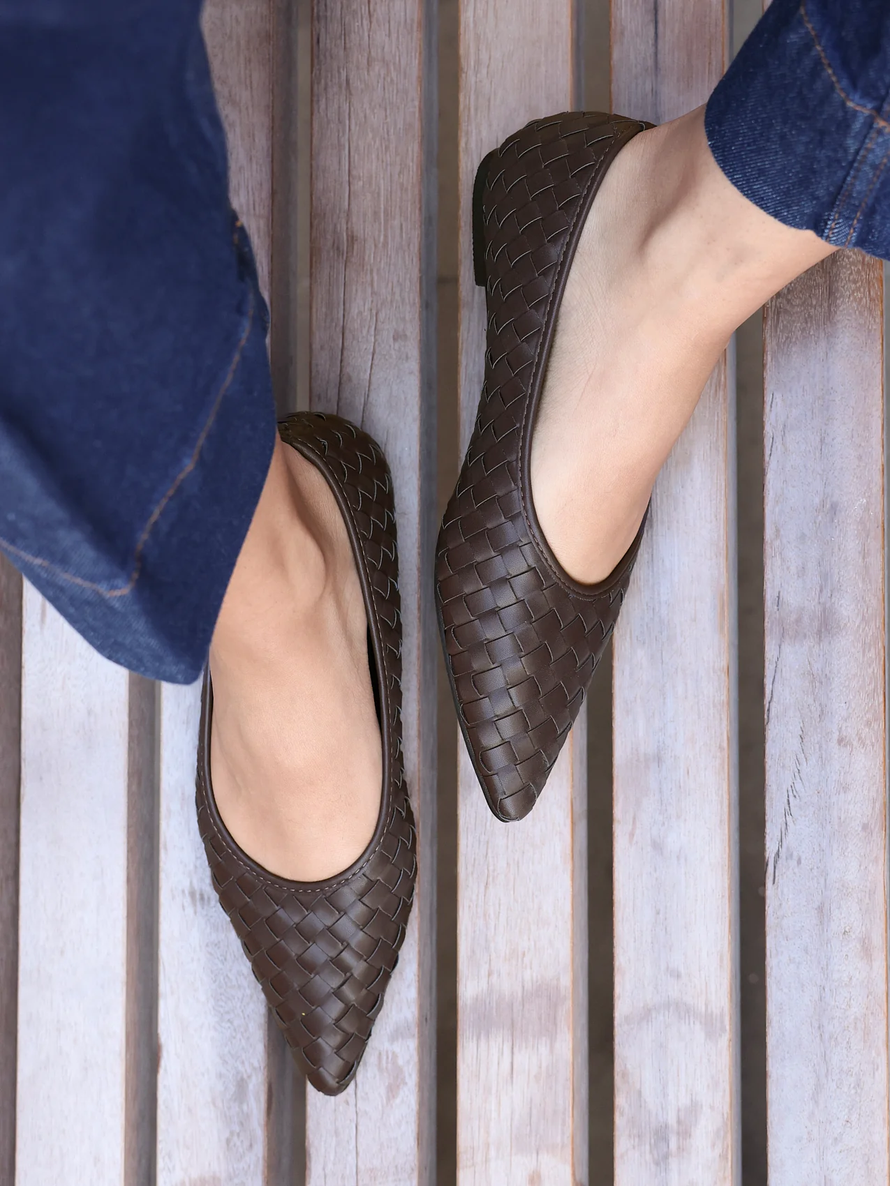 Talina Brown Faux Leather Ballet Flats - Image 6